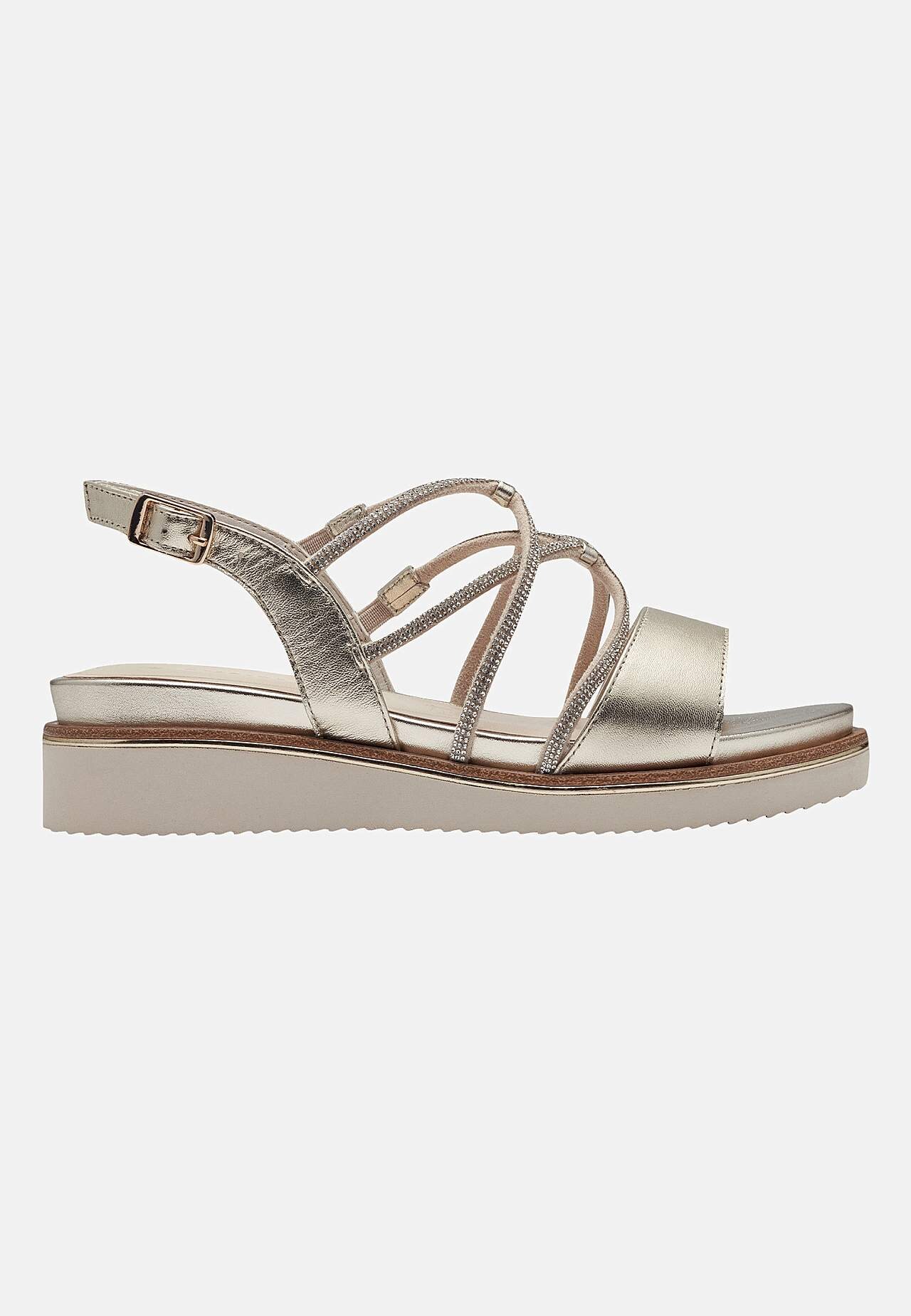 Sandal med remme og rhinstensdetaljer