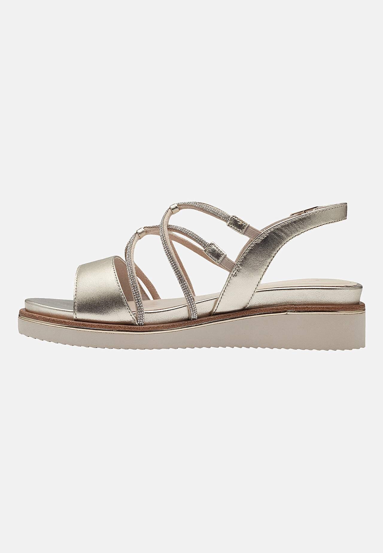 Sandal med remme og rhinstensdetaljer