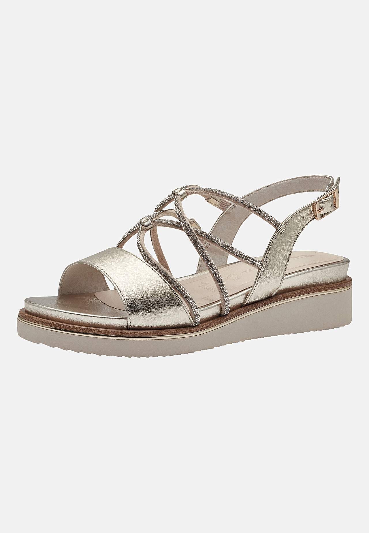 Sandal med remme og rhinstensdetaljer
