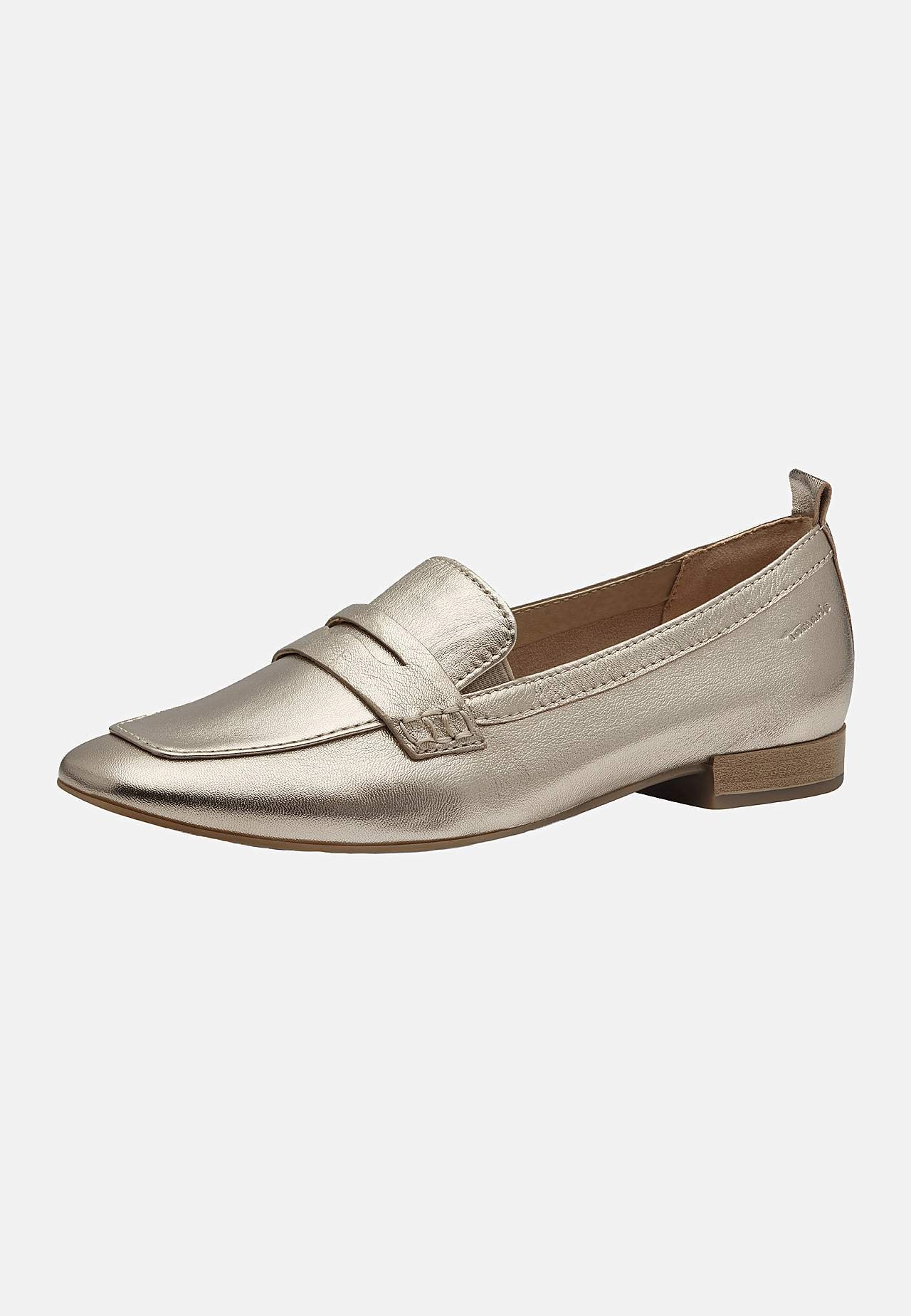 Gylden skindloafer