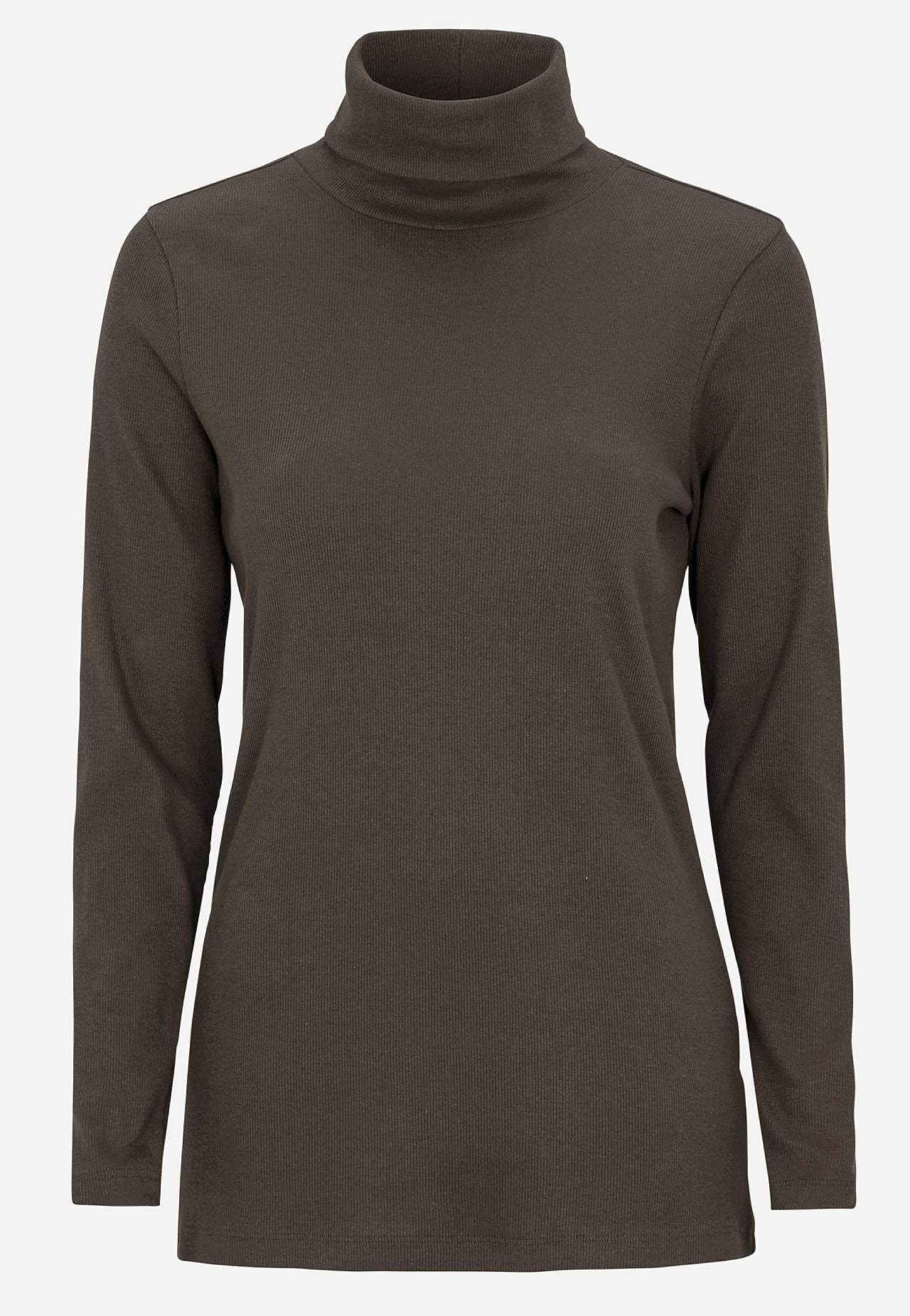 Ribbet turtleneck trøje i økologisk bomuld