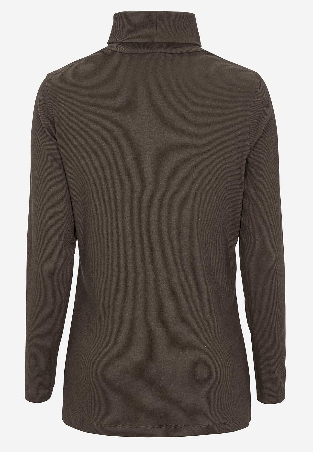 Ribbet turtleneck trøje i økologisk bomuld