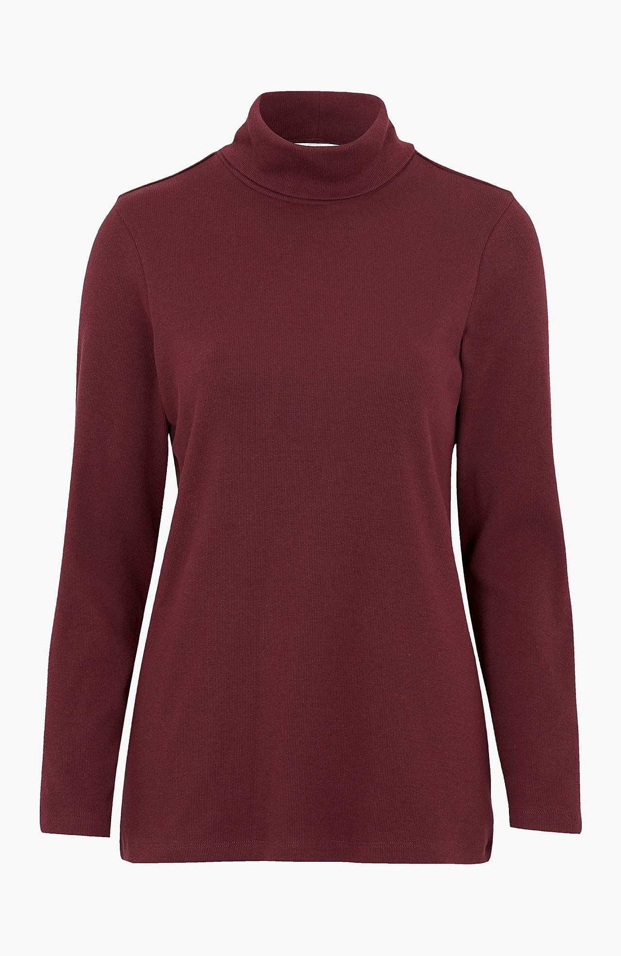Ribbet turtleneck trøje i økologisk bomuld