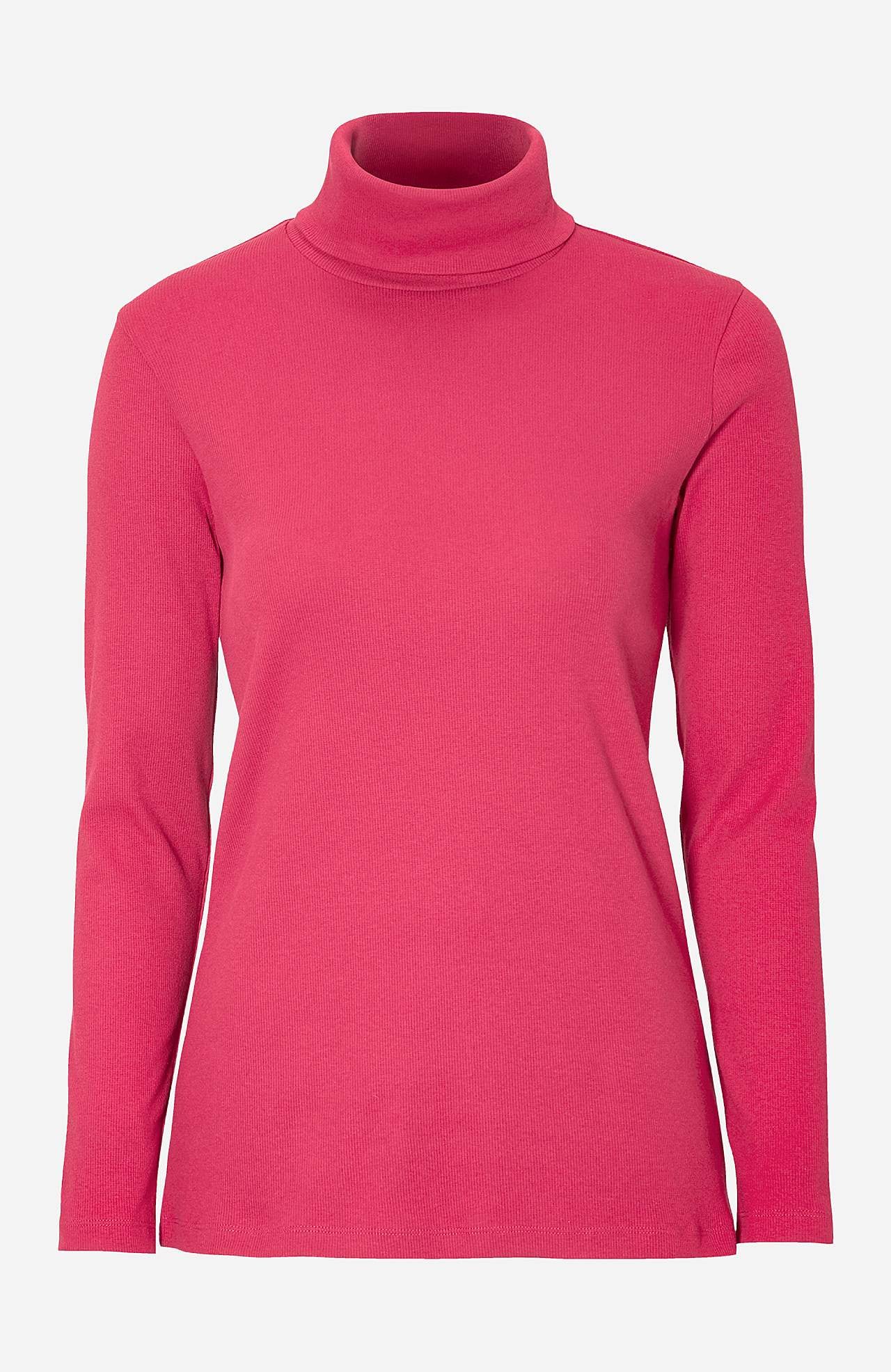 Ribbet turtleneck trøje i økologisk bomuld