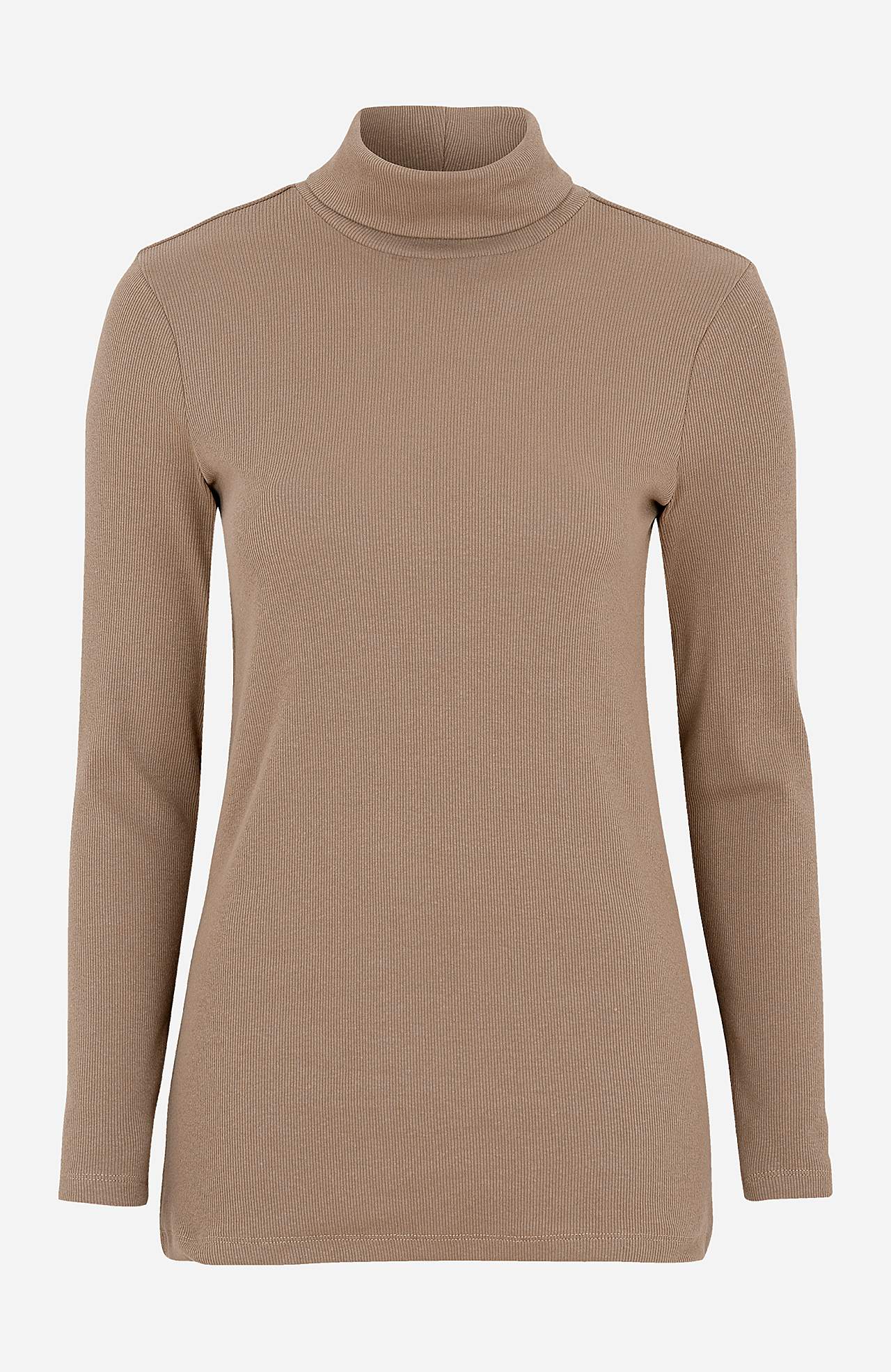 Ribbet turtleneck trøje i økologisk bomuld