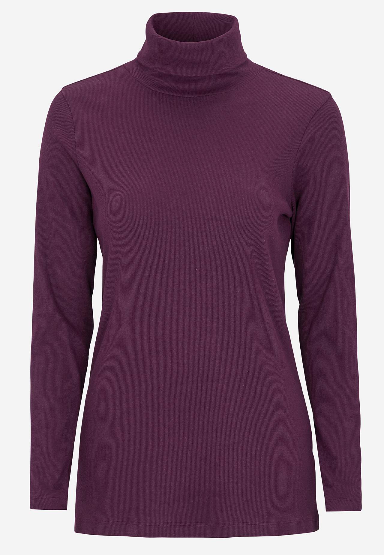 Ribbet turtleneck trøje i økologisk bomuld