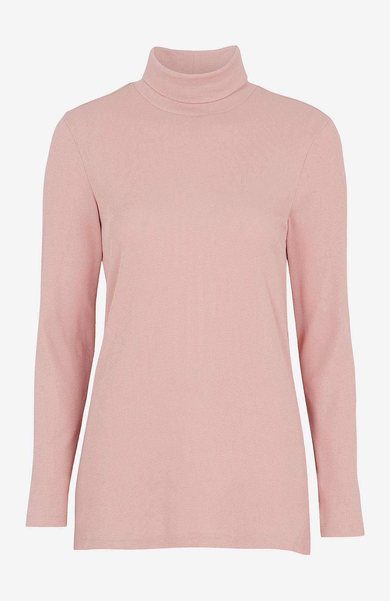 Ribbet turtleneck trøje i økologisk bomuld