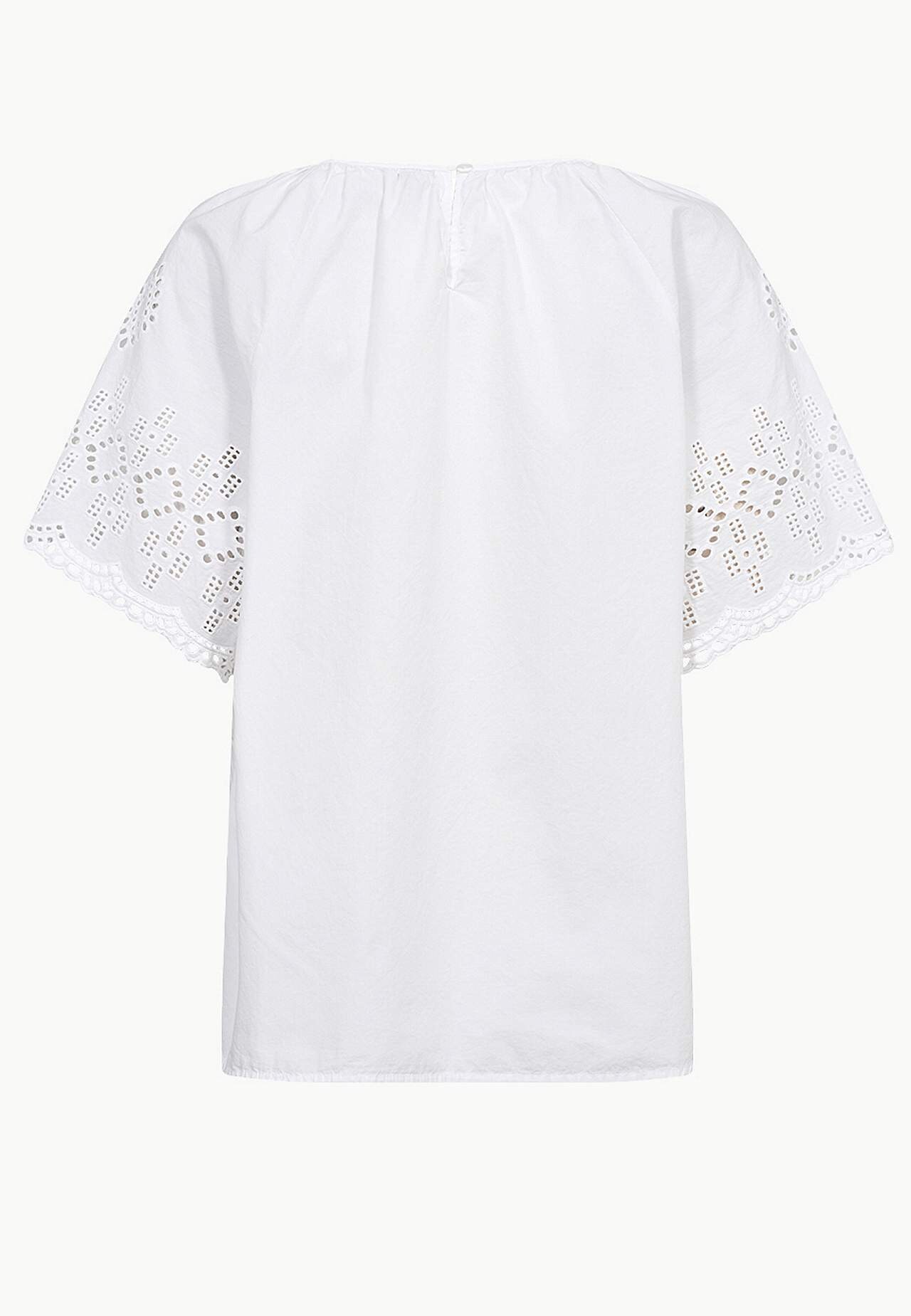 Bluse med hulbroderi