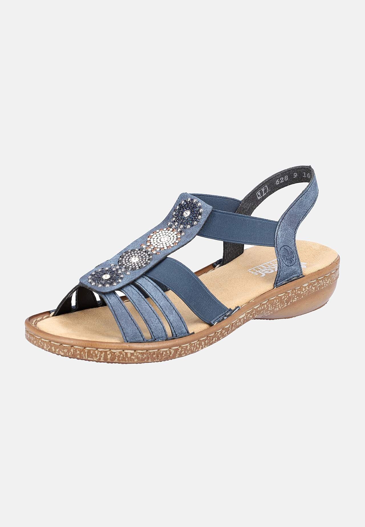 Sandal med remme og smukke, dekorative sten