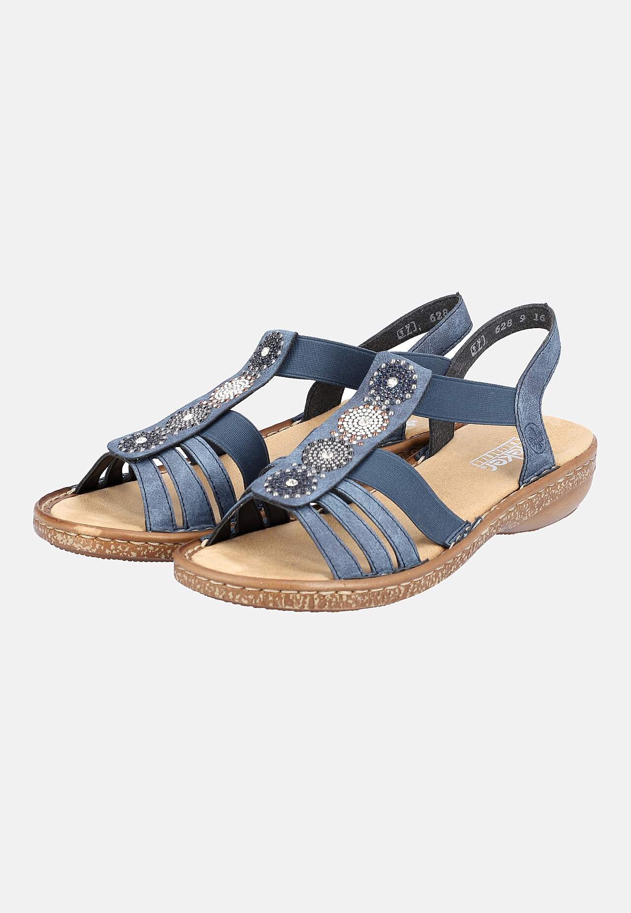 Sandal med remme og smukke, dekorative sten