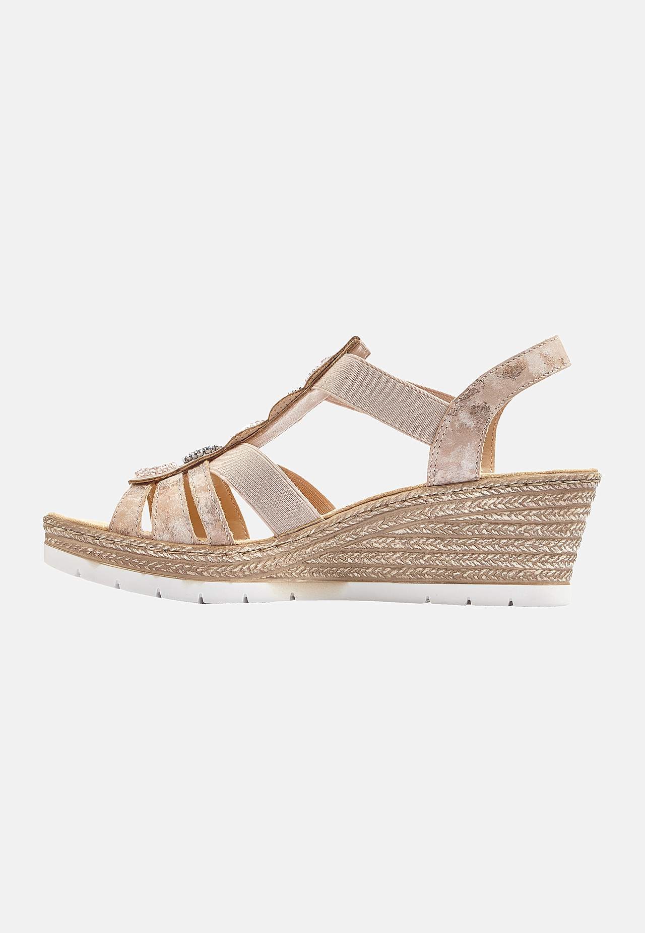 Sandal med hæl med elastikremme
