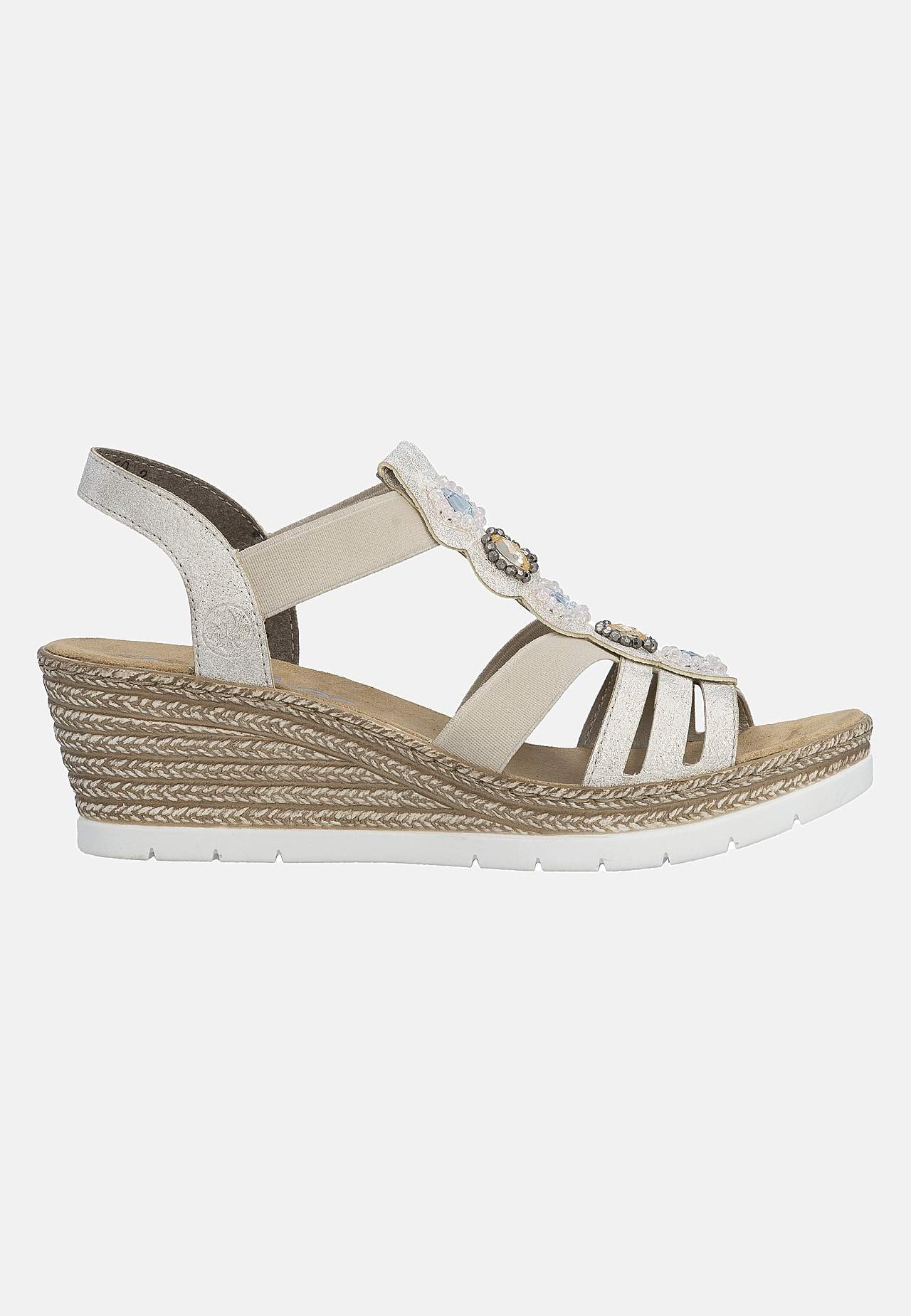 Sandal med hæl med elastikremme