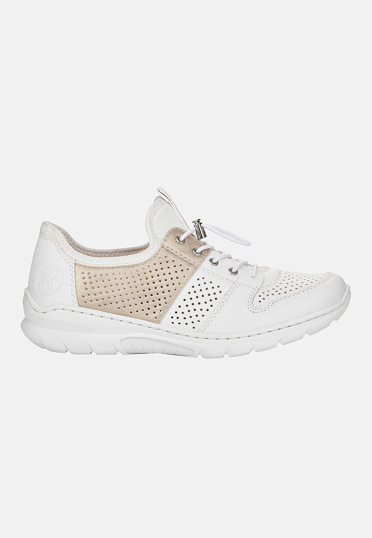 Sneakers med skinnende gulddetalje og slippers