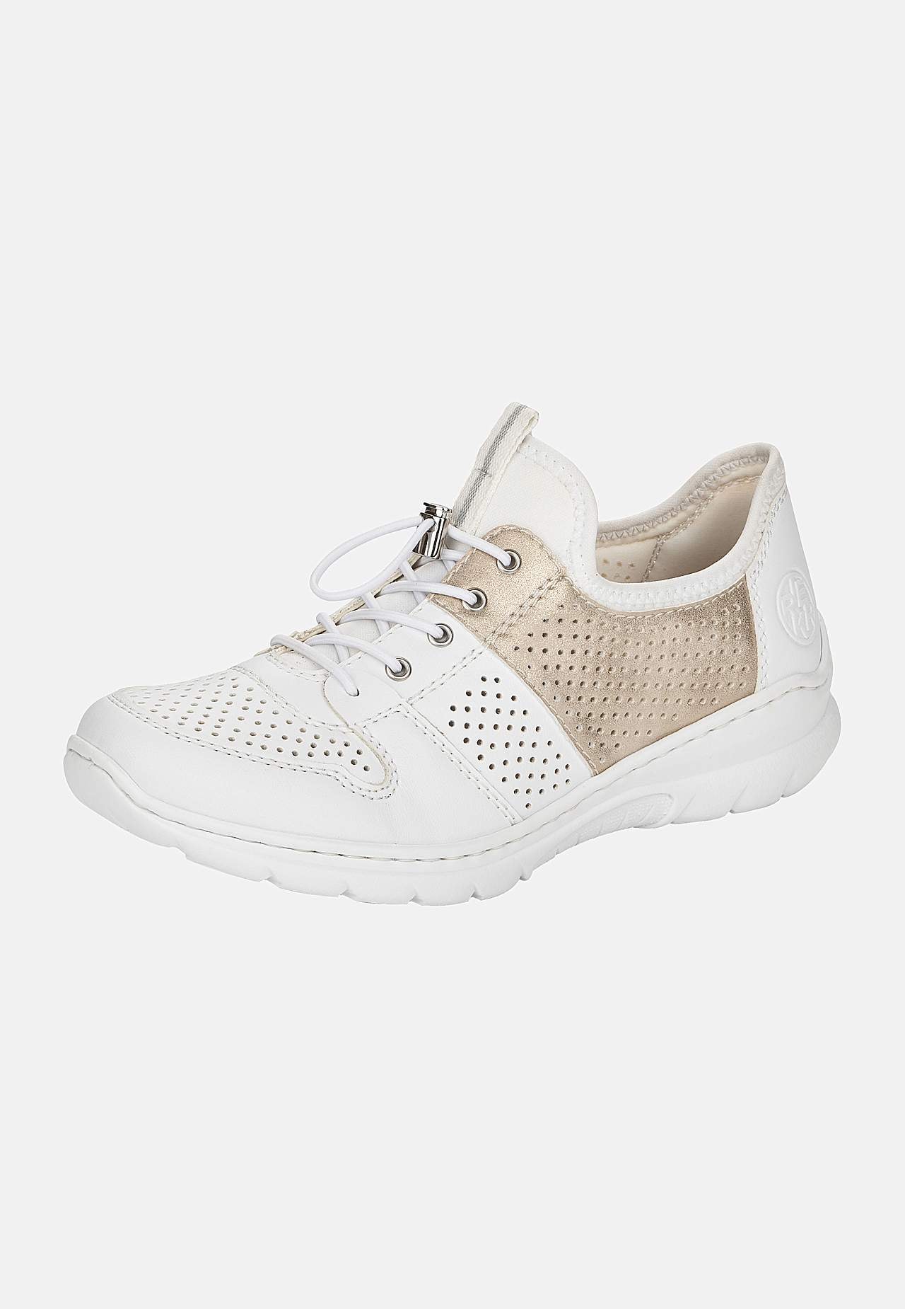 Sneakers med skinnende gulddetalje og slippers