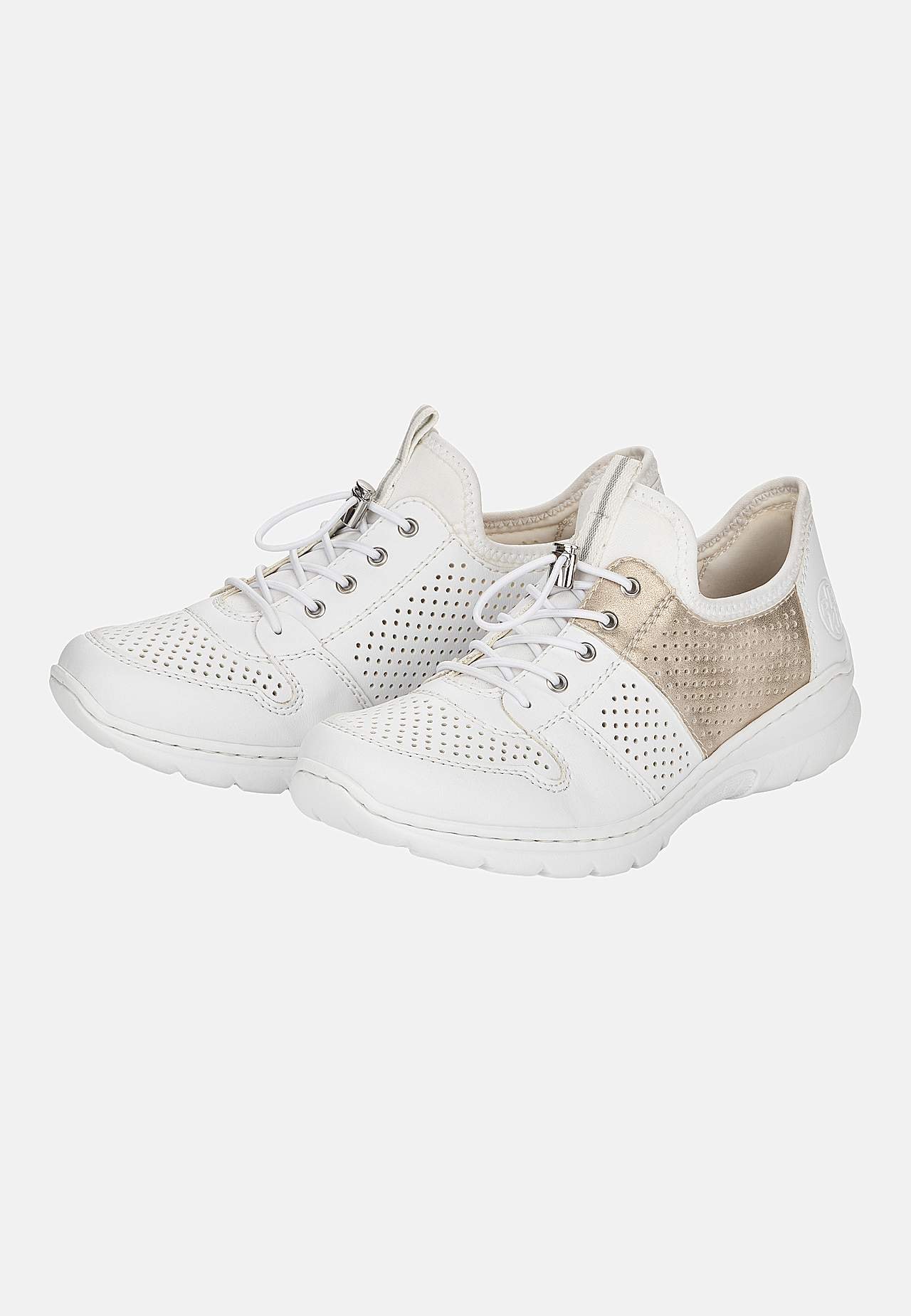 Sneakers med skinnende gulddetalje og slippers