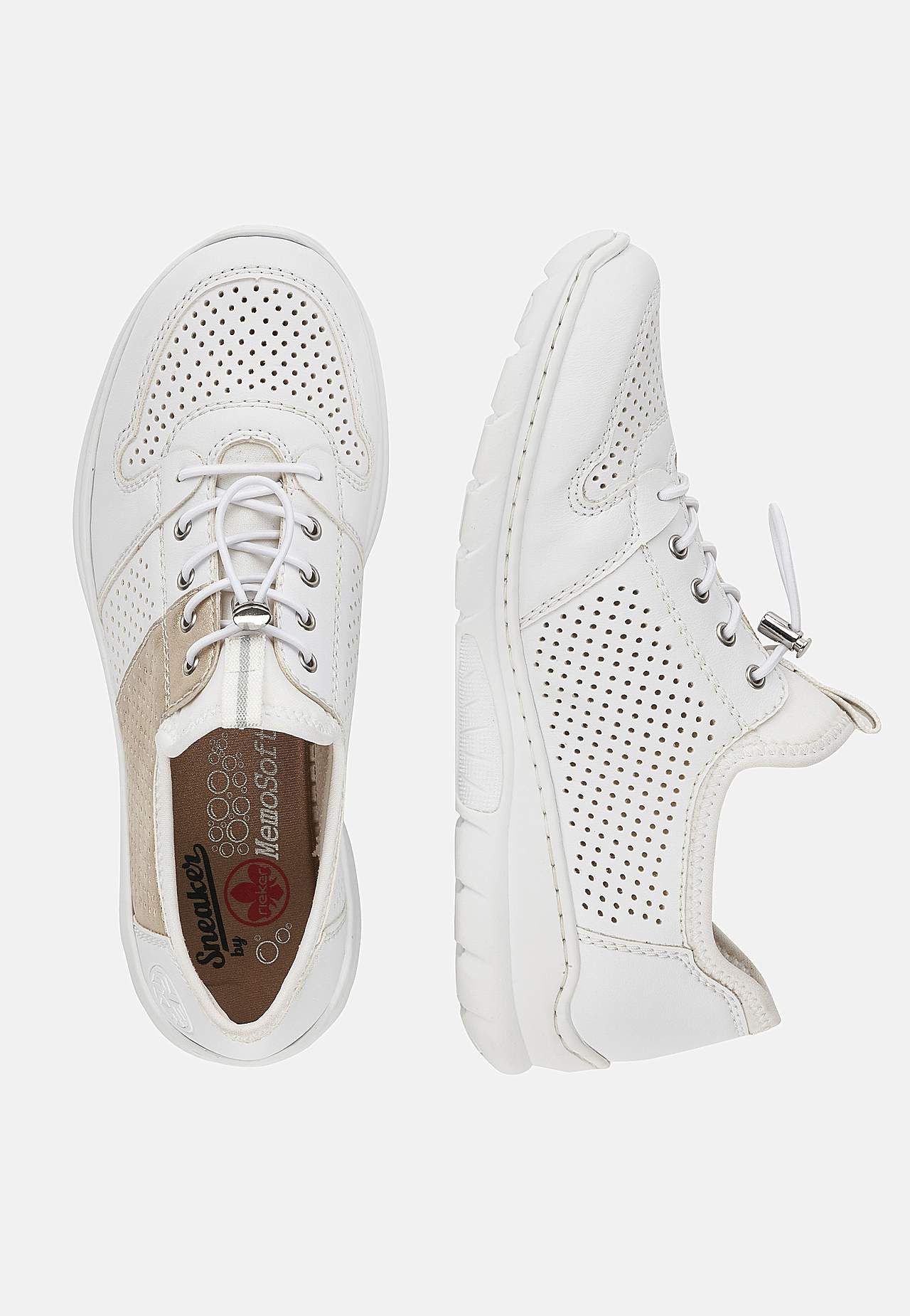 Sneakers med skinnende gulddetalje og slippers