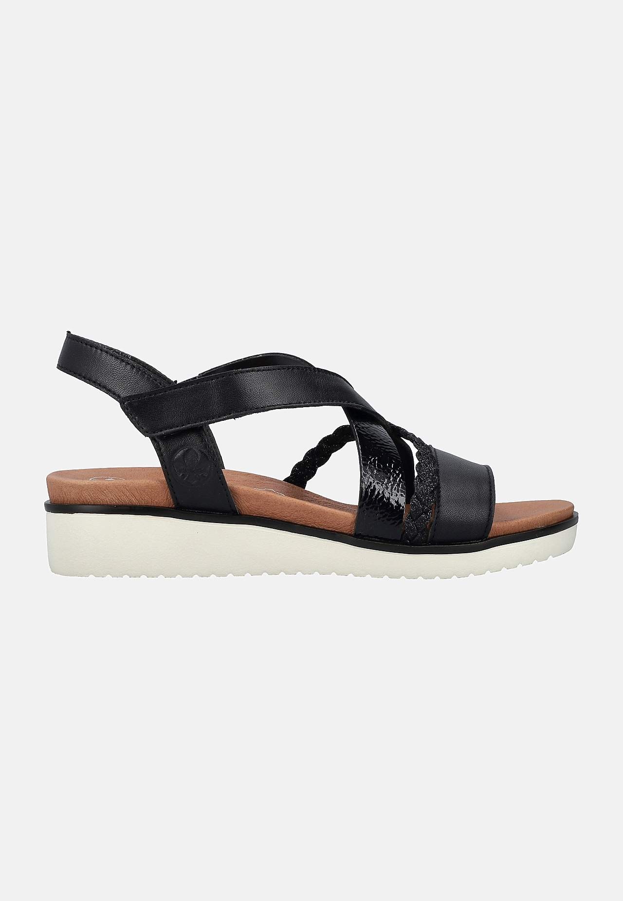 Sandal med sorte remme