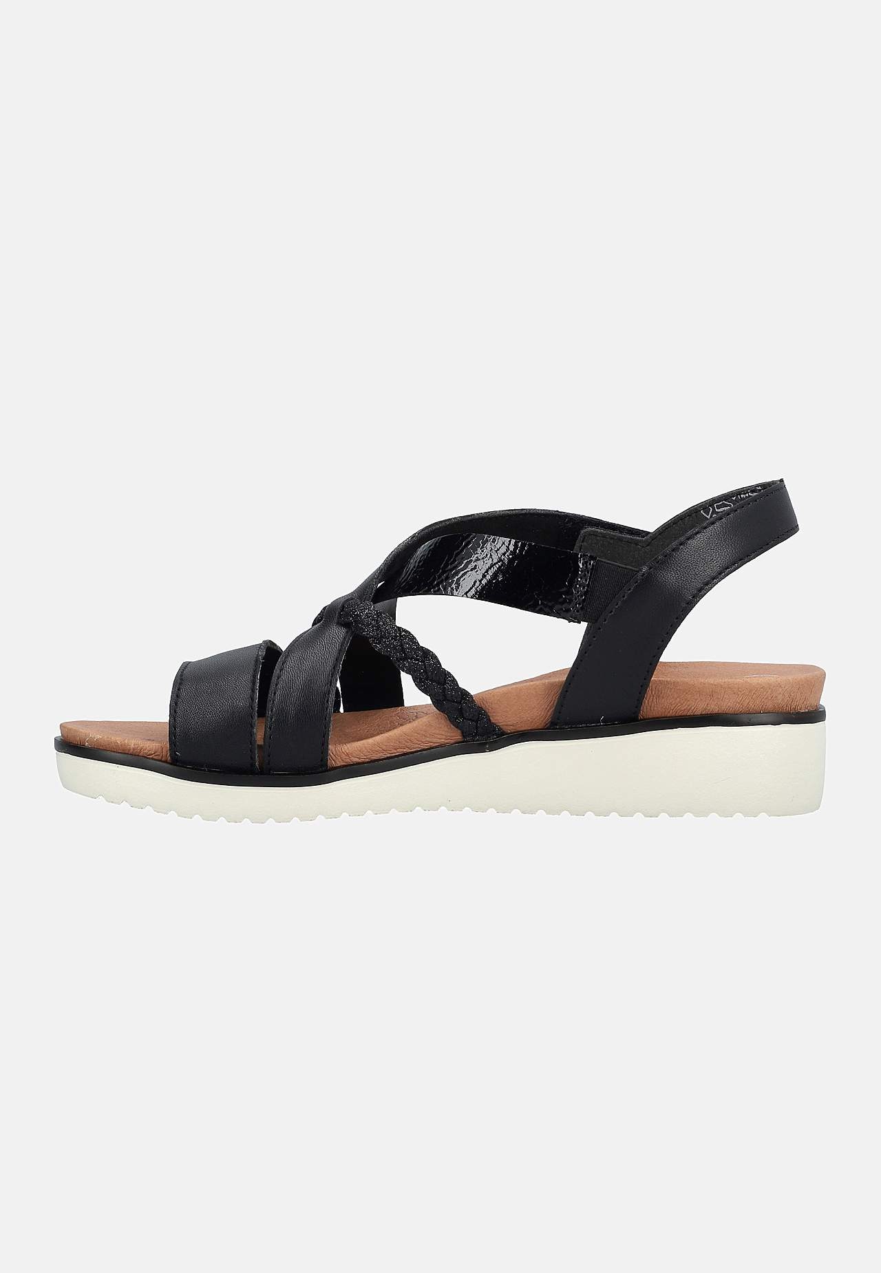 Sandal med sorte remme