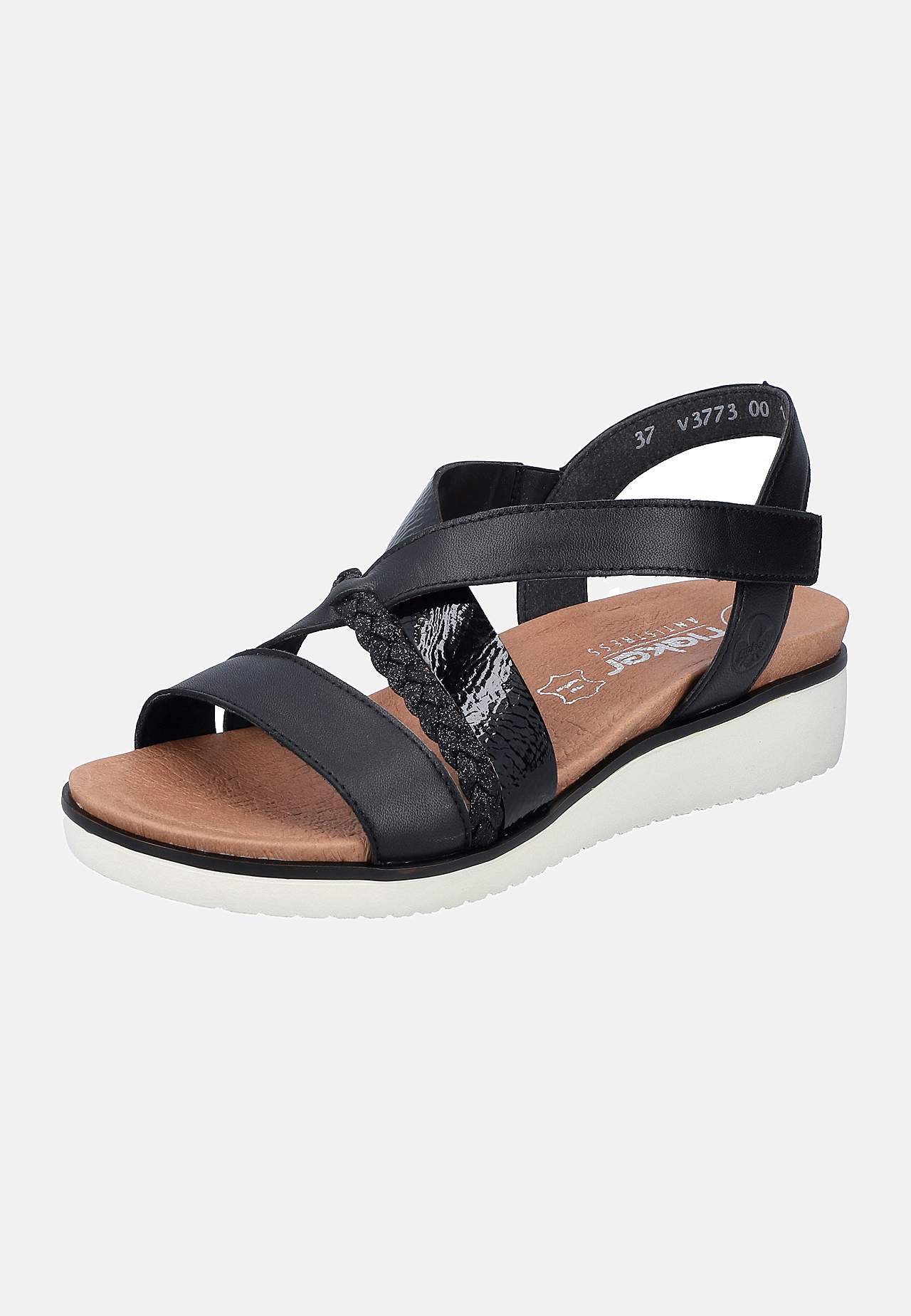 Sandal med sorte remme