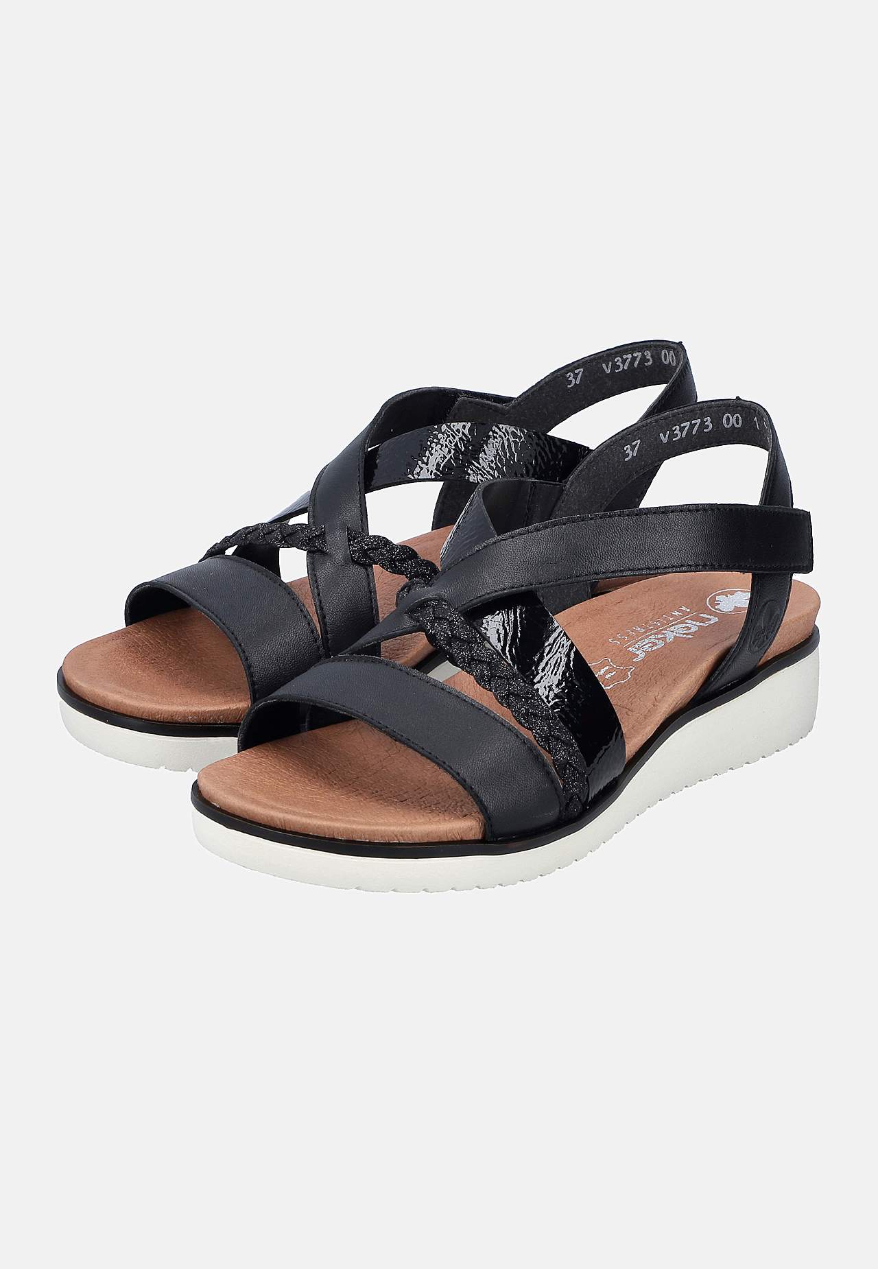 Sandal med sorte remme
