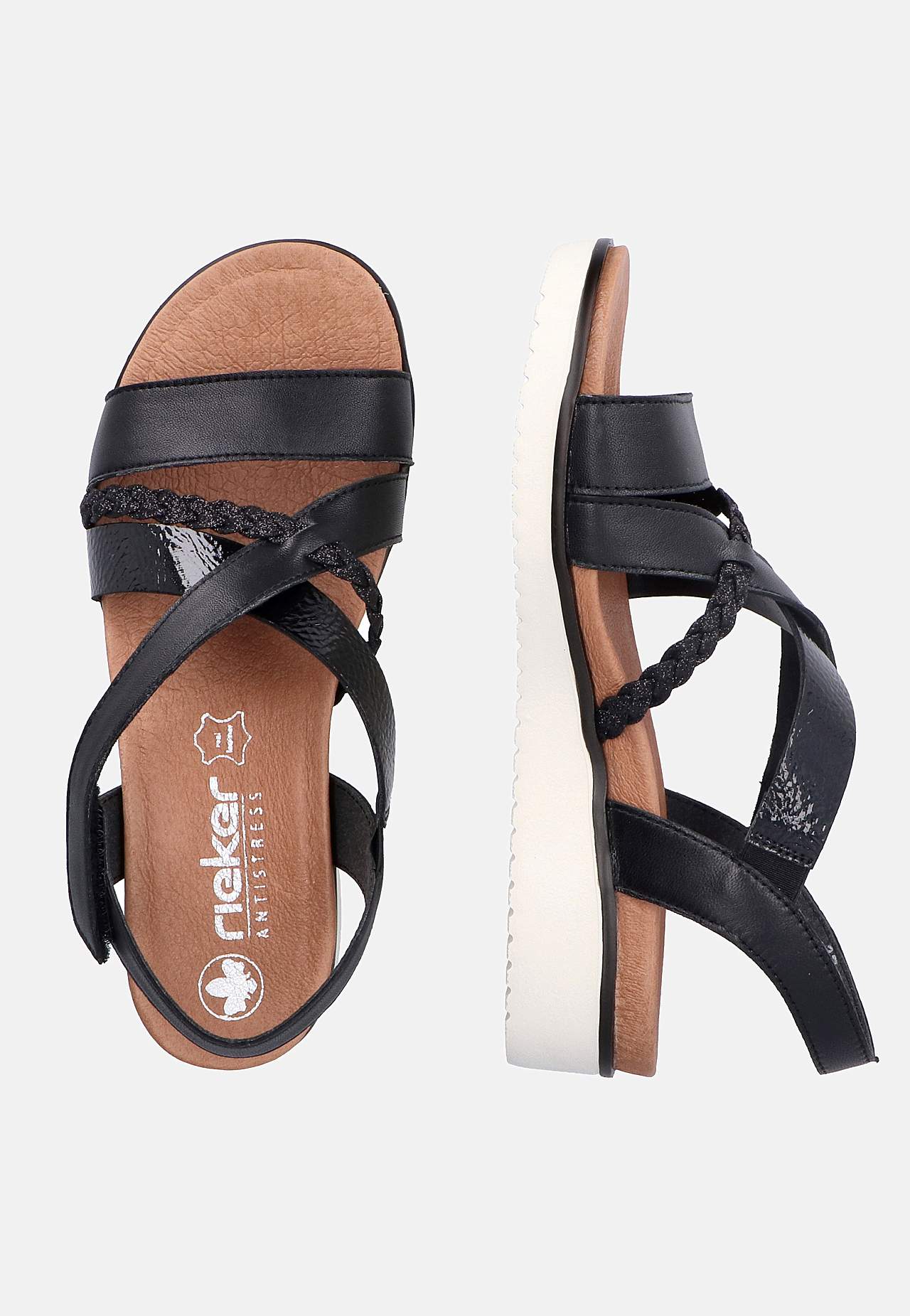 Sandal med sorte remme