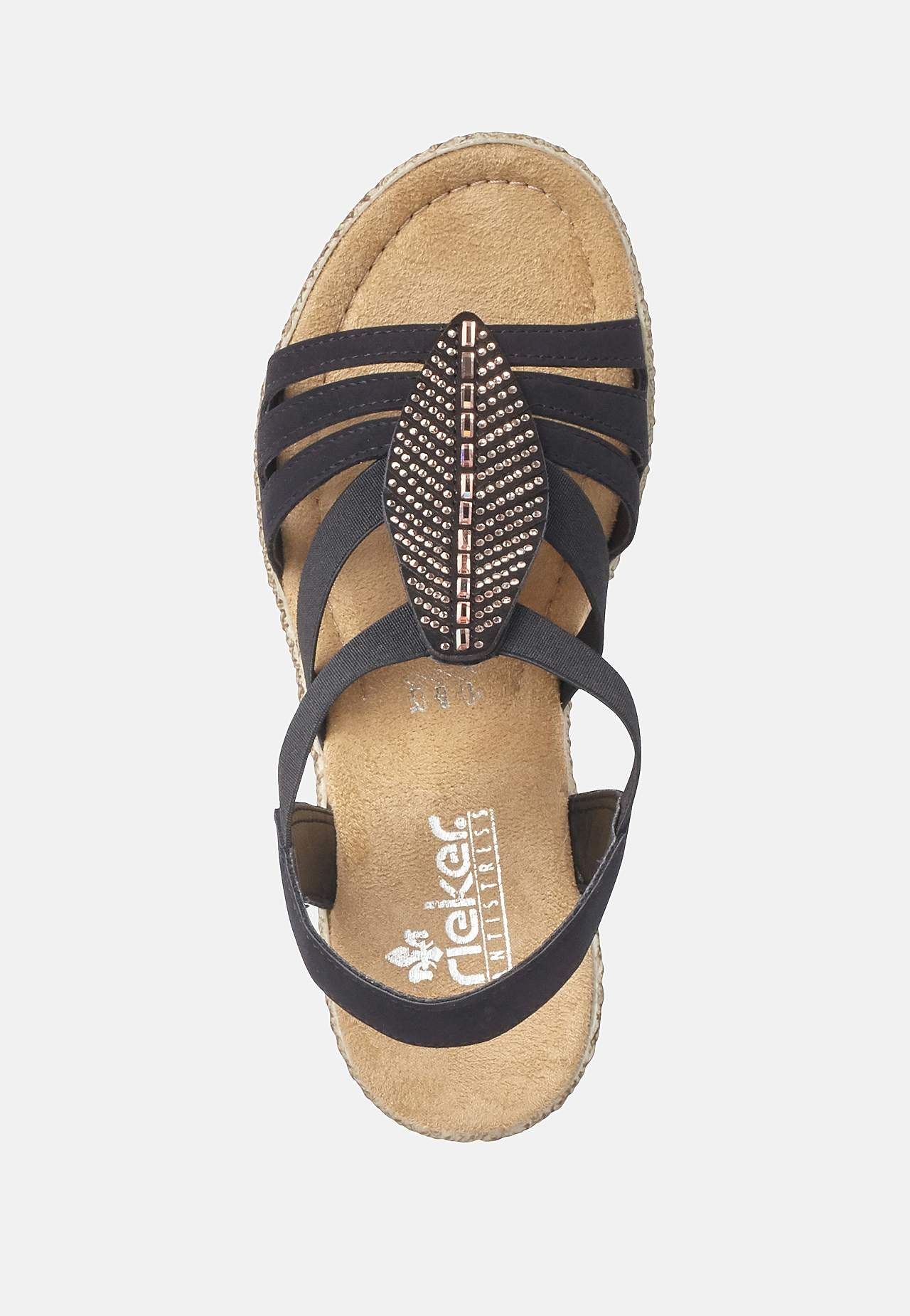 Komfortabel sandal med hæl med elastikremme