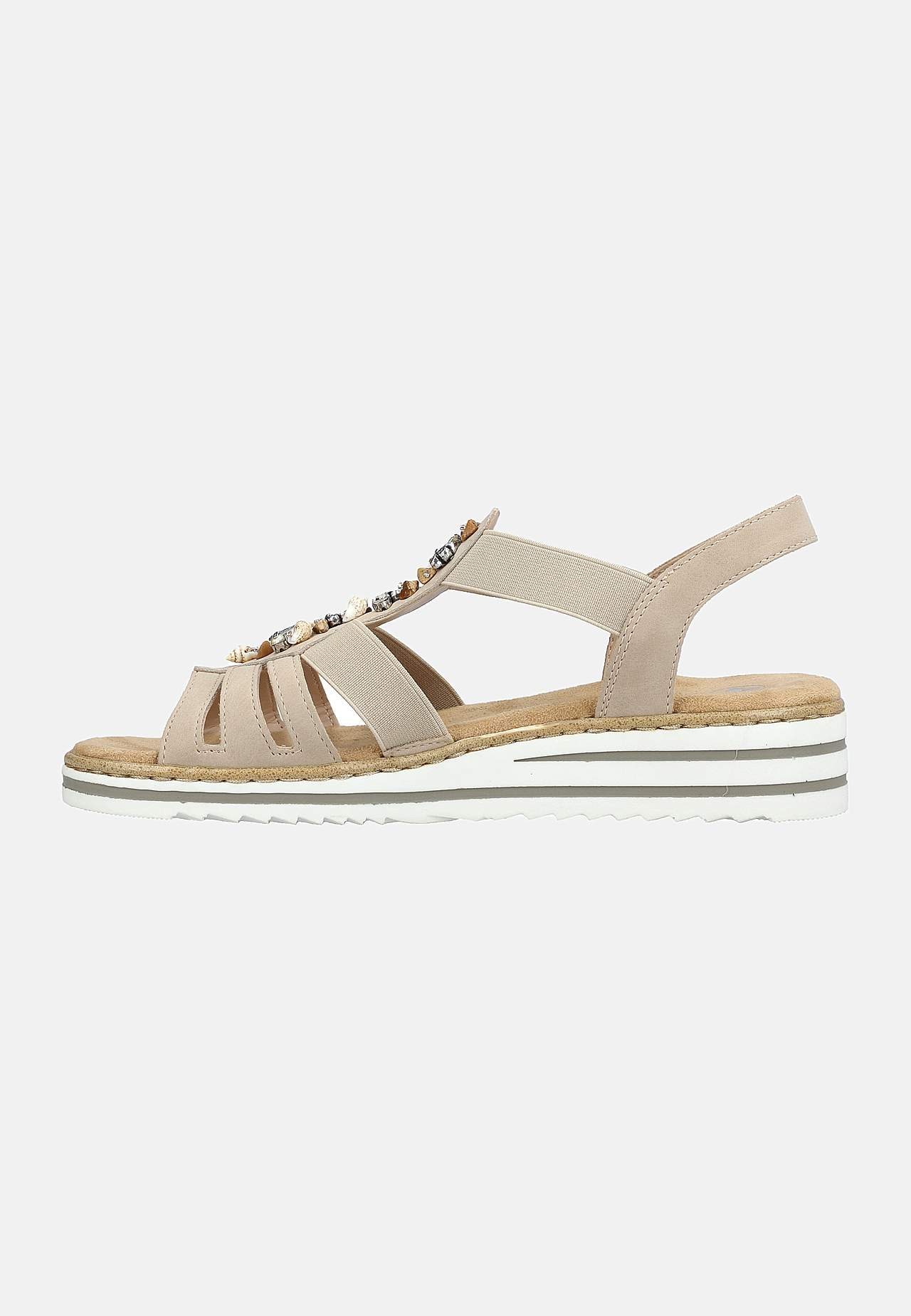 Sandal med dekorative skaller og sten