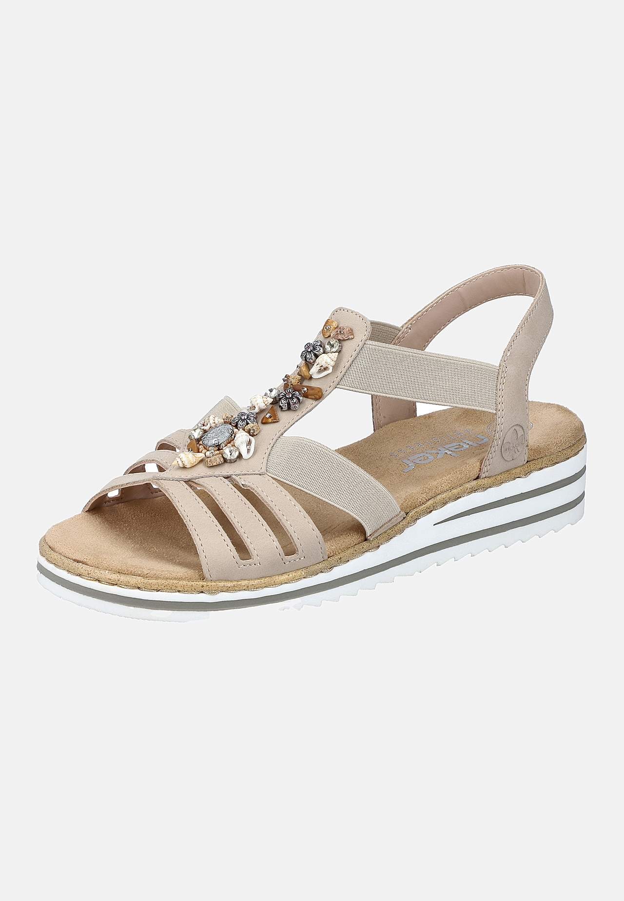 Sandal med dekorative skaller og sten