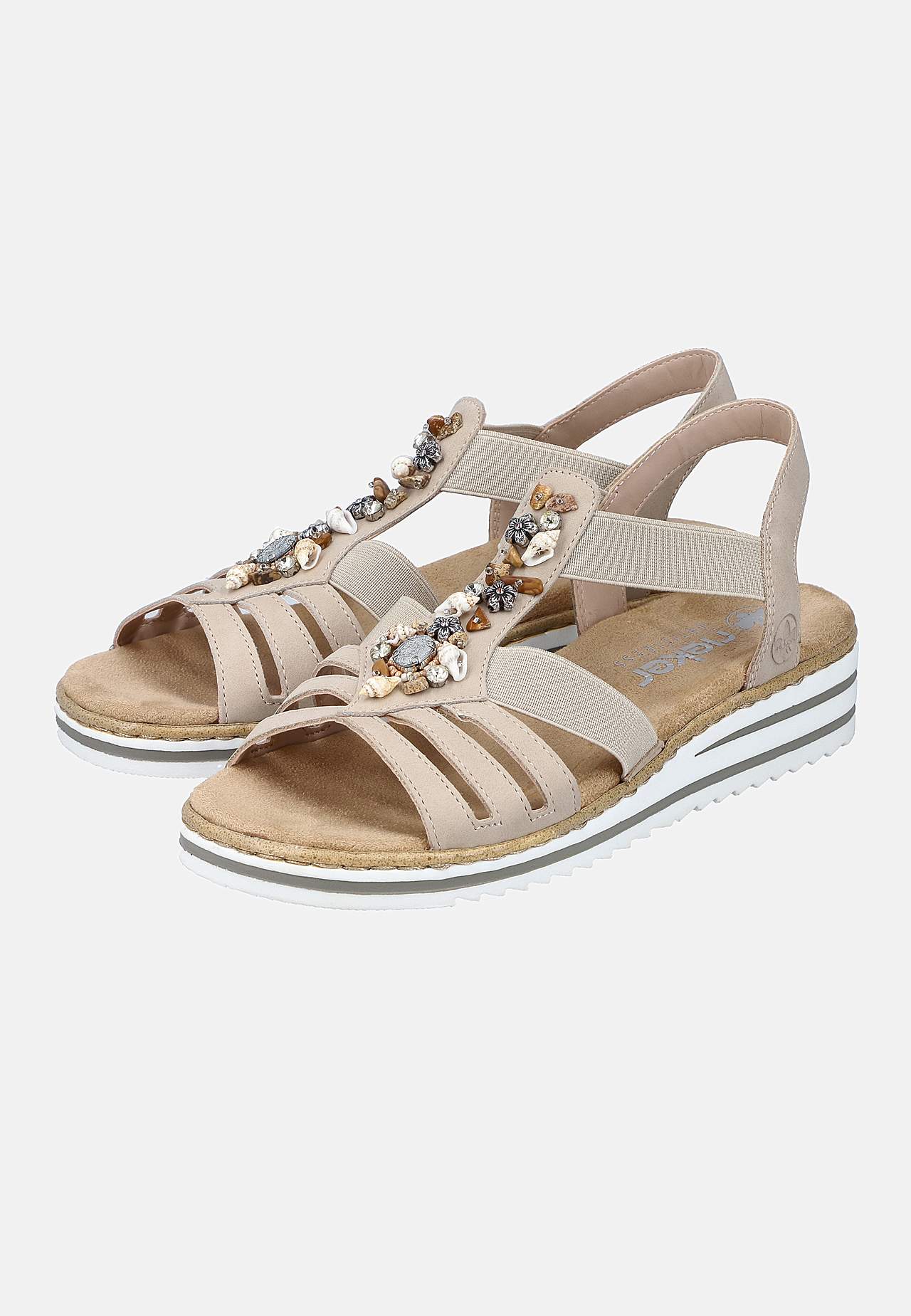Sandal med dekorative skaller og sten