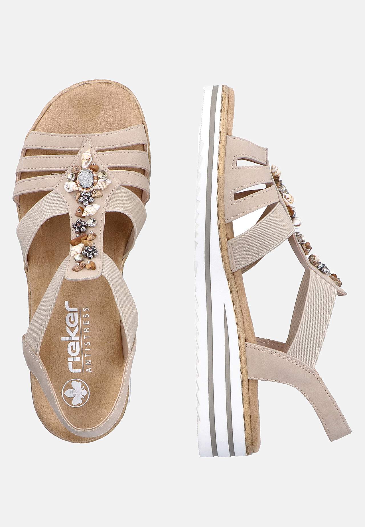 Sandal med dekorative skaller og sten