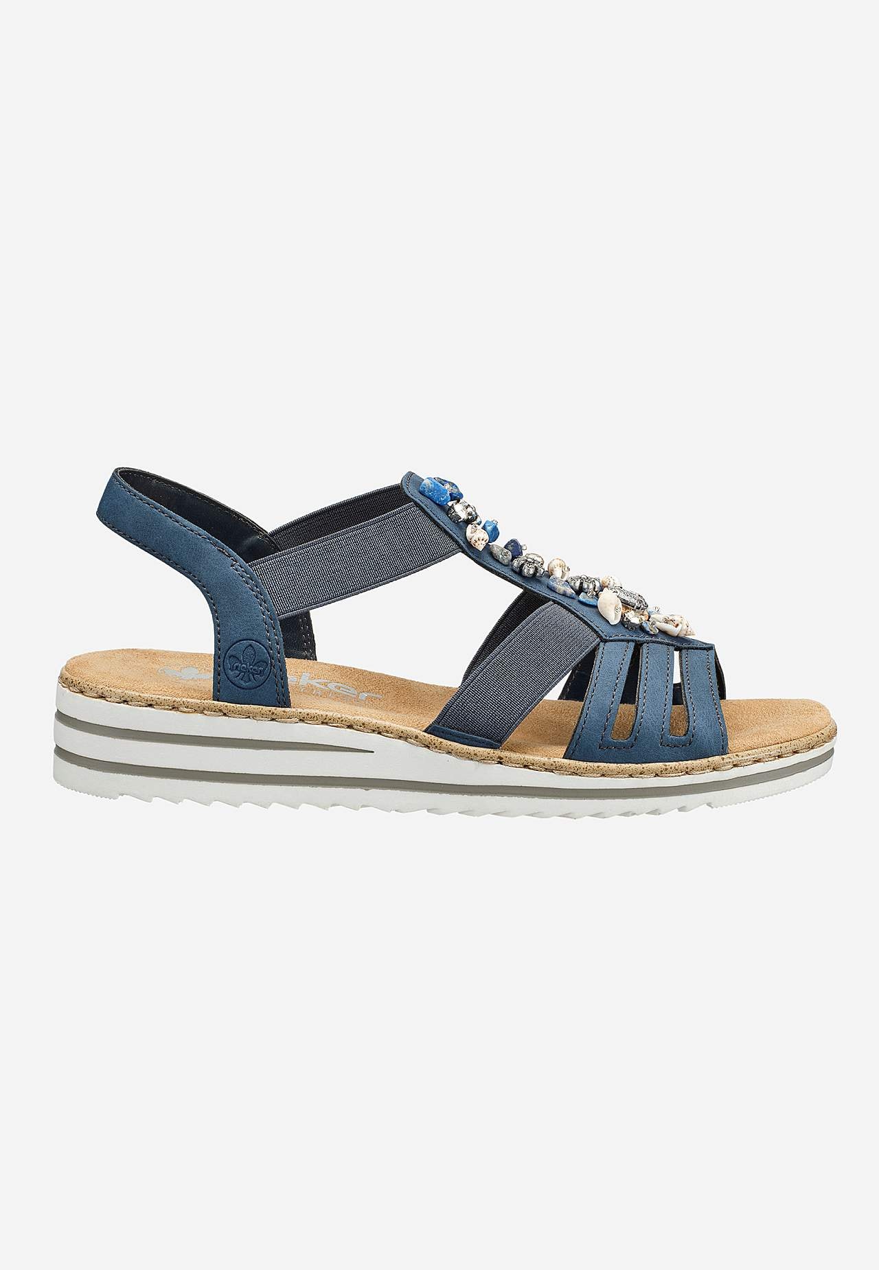 Sandal med dekorative skaller og sten