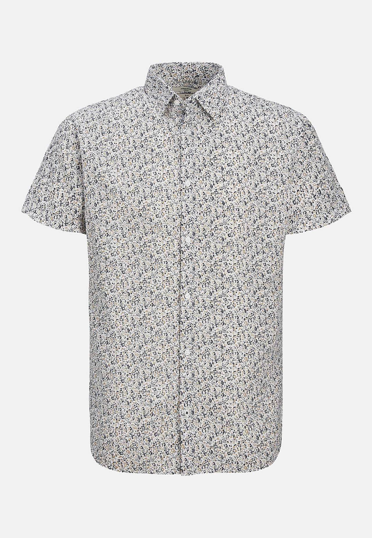 Mønstret skjorte i bomuld- og linnedblanding