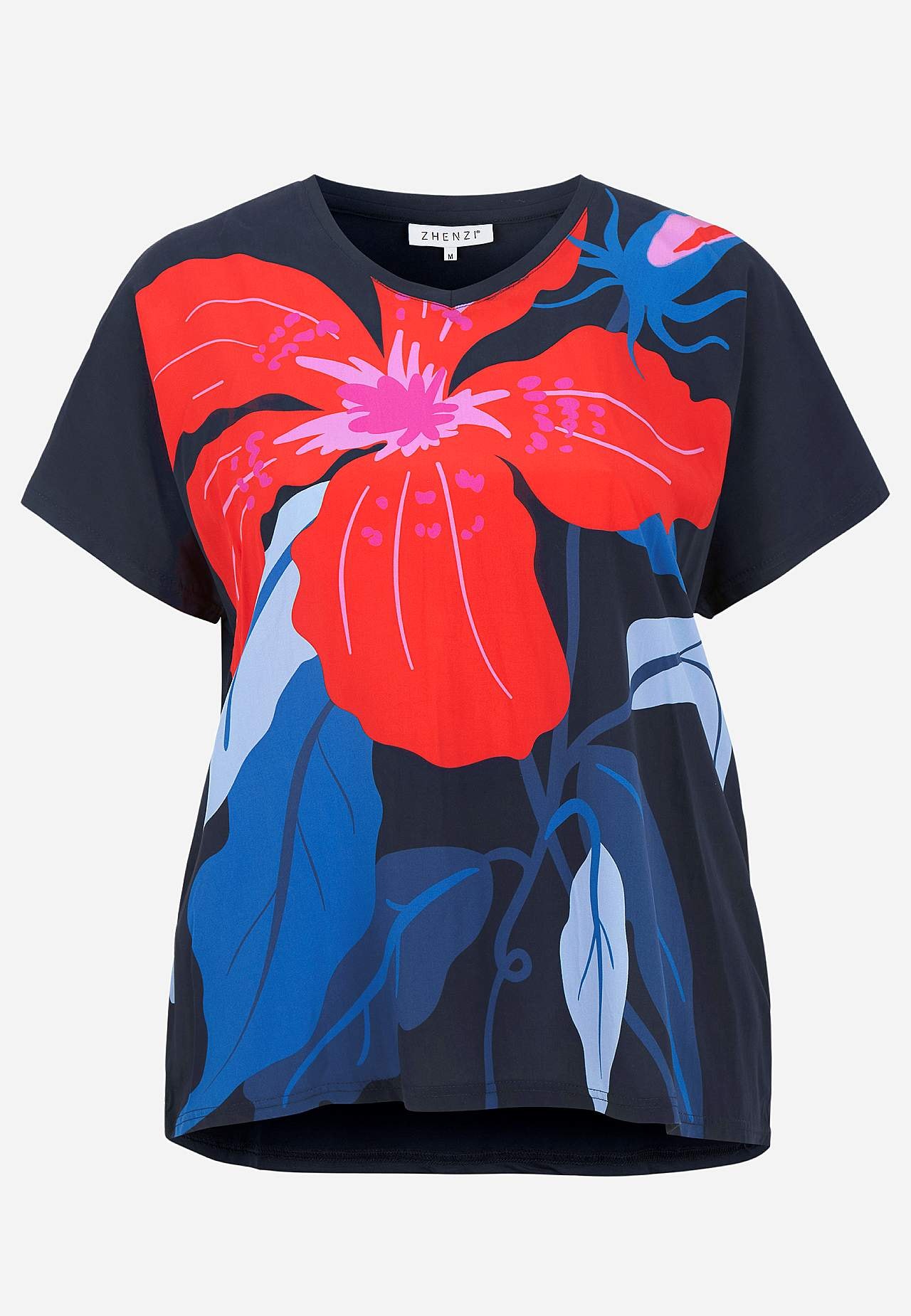 Bluse med vævet frontsektion med et blomstermønster Salma