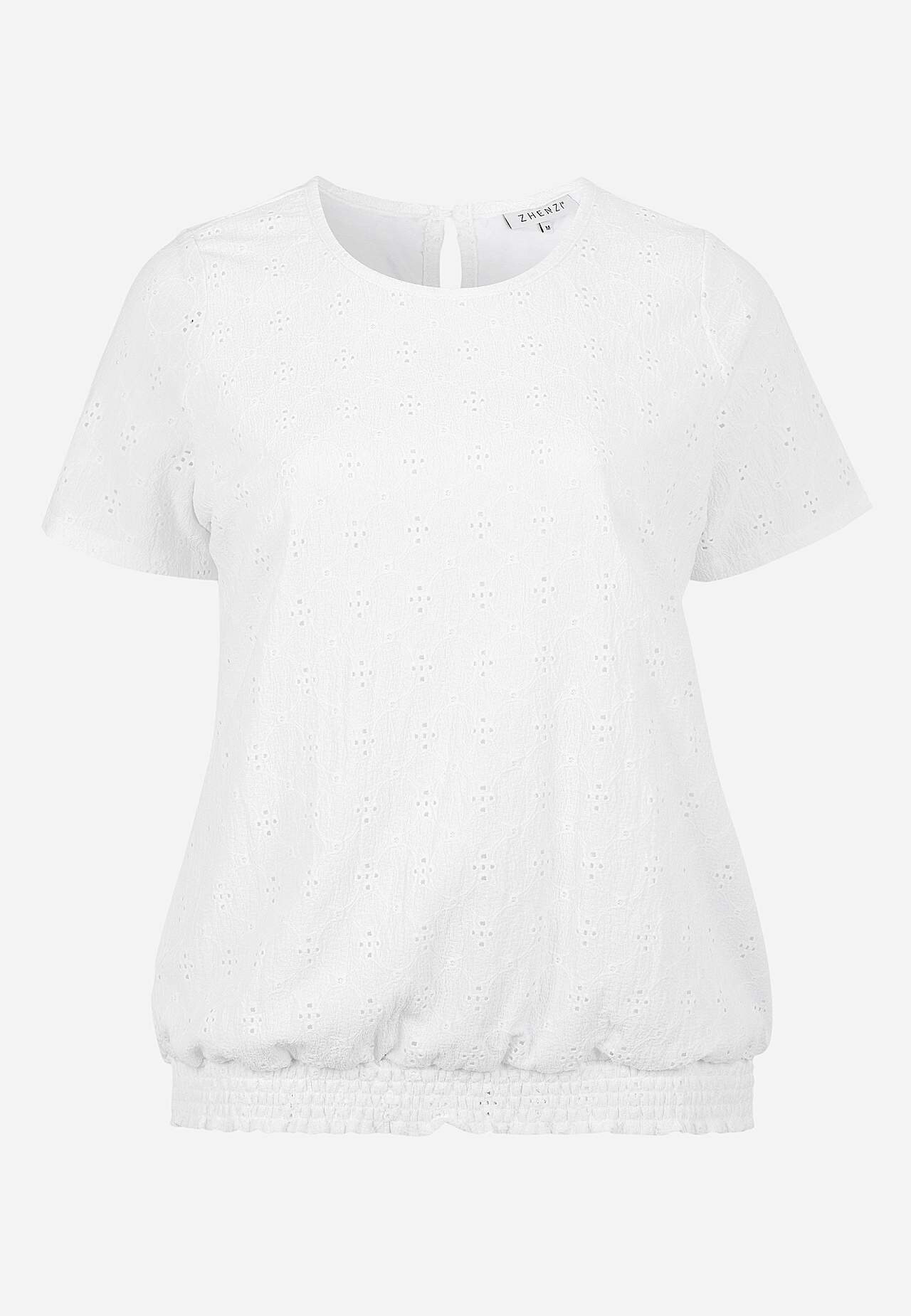 Jerseytop med hulbroderi