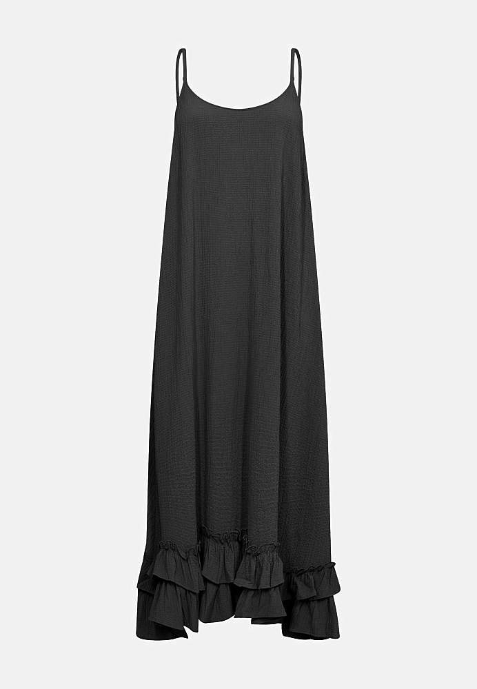 Volant-kjole med crepe kvalitet
