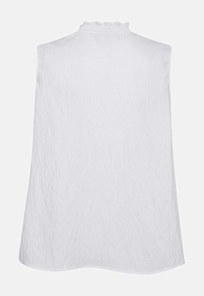 Ærmeløs bluse med rynkedetaljer