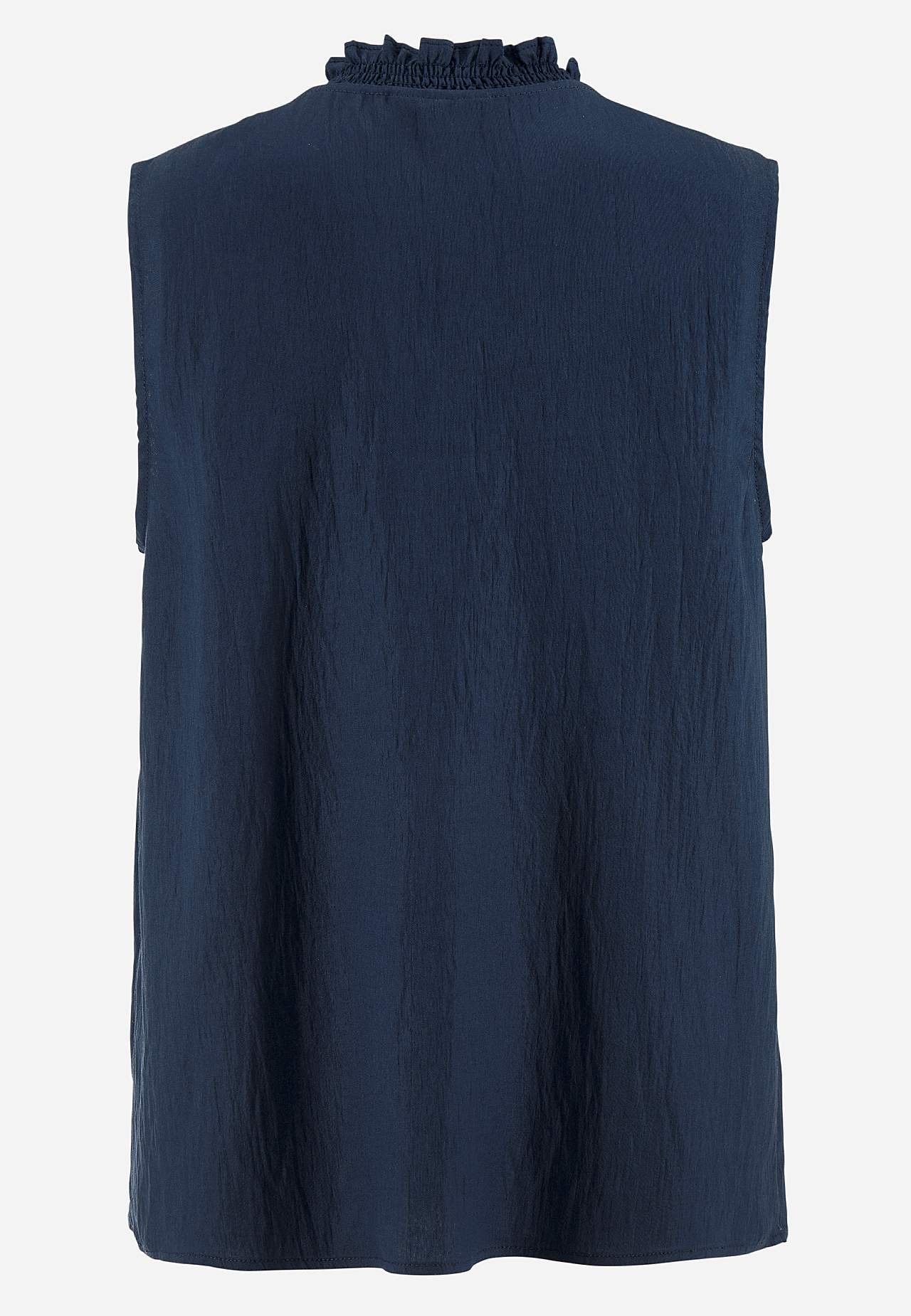 Ærmeløs bluse med rynkedetaljer