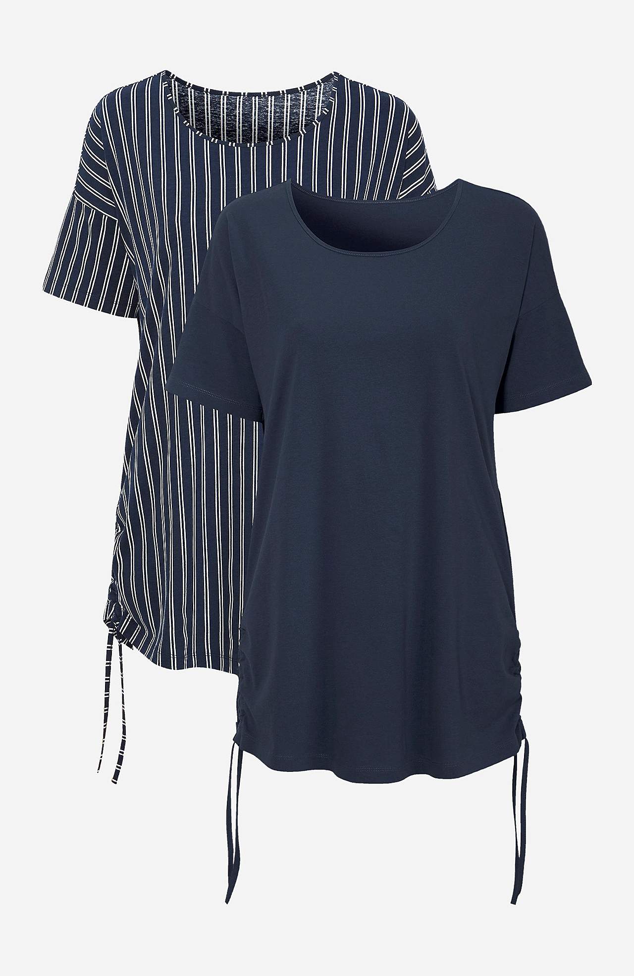 Kortærmet bluse i lang model 2-pack