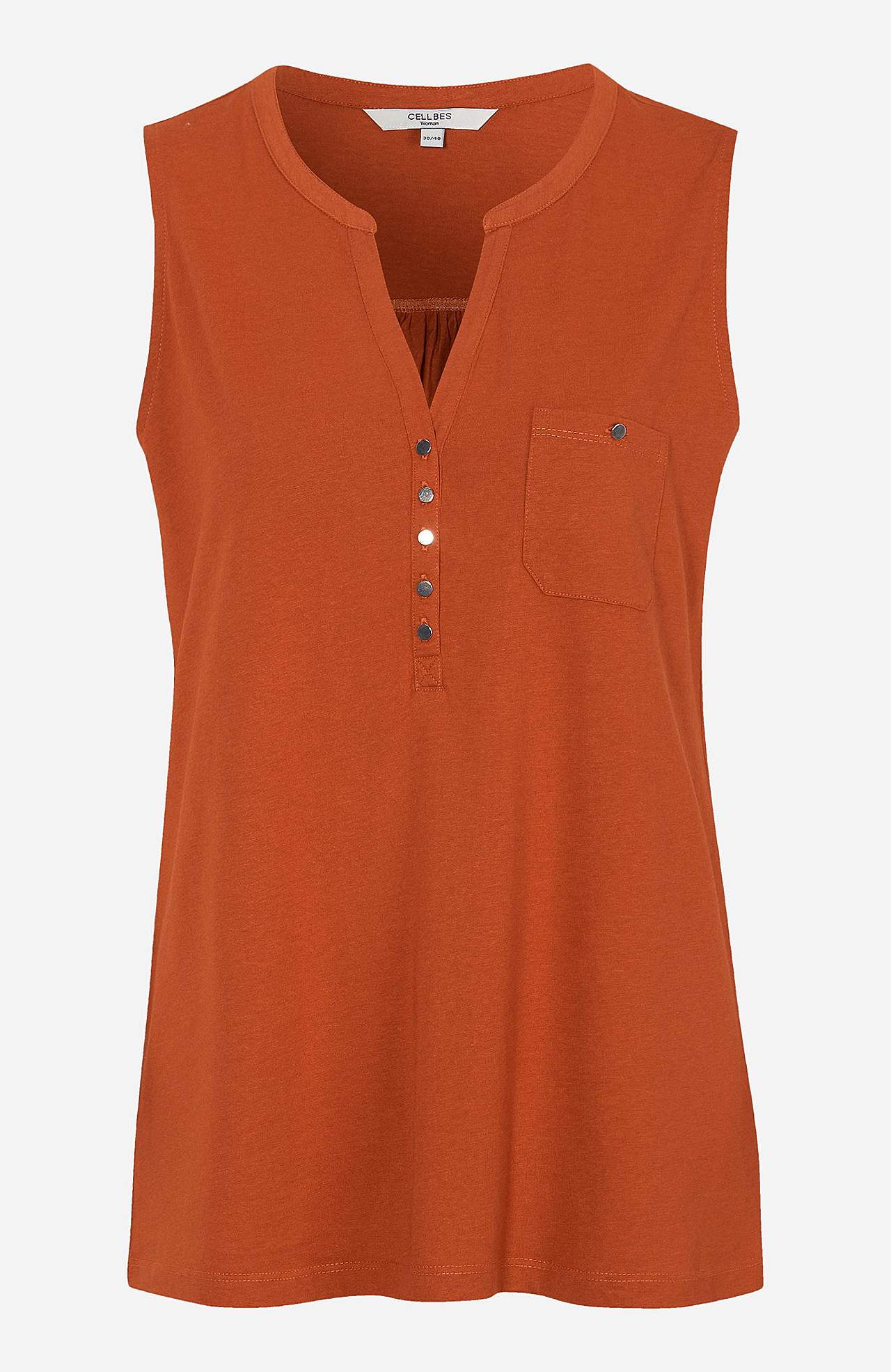 Ærmeløs jerseytop med metalknapper