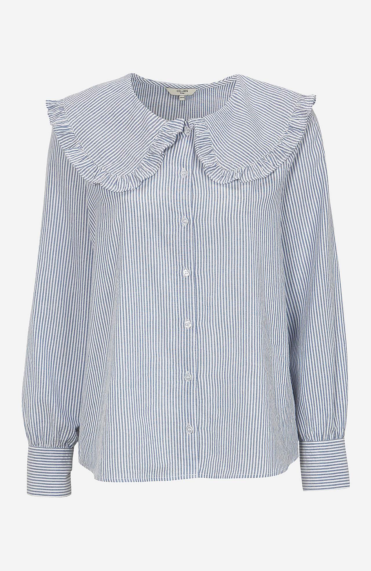 Bluse med flæsekrave