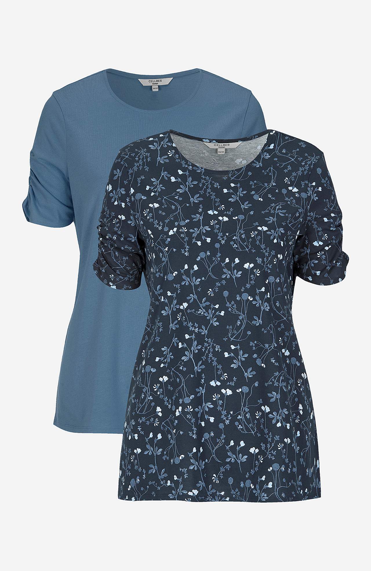 Jerseytop med rynkede ærmer Amelia 2-pack