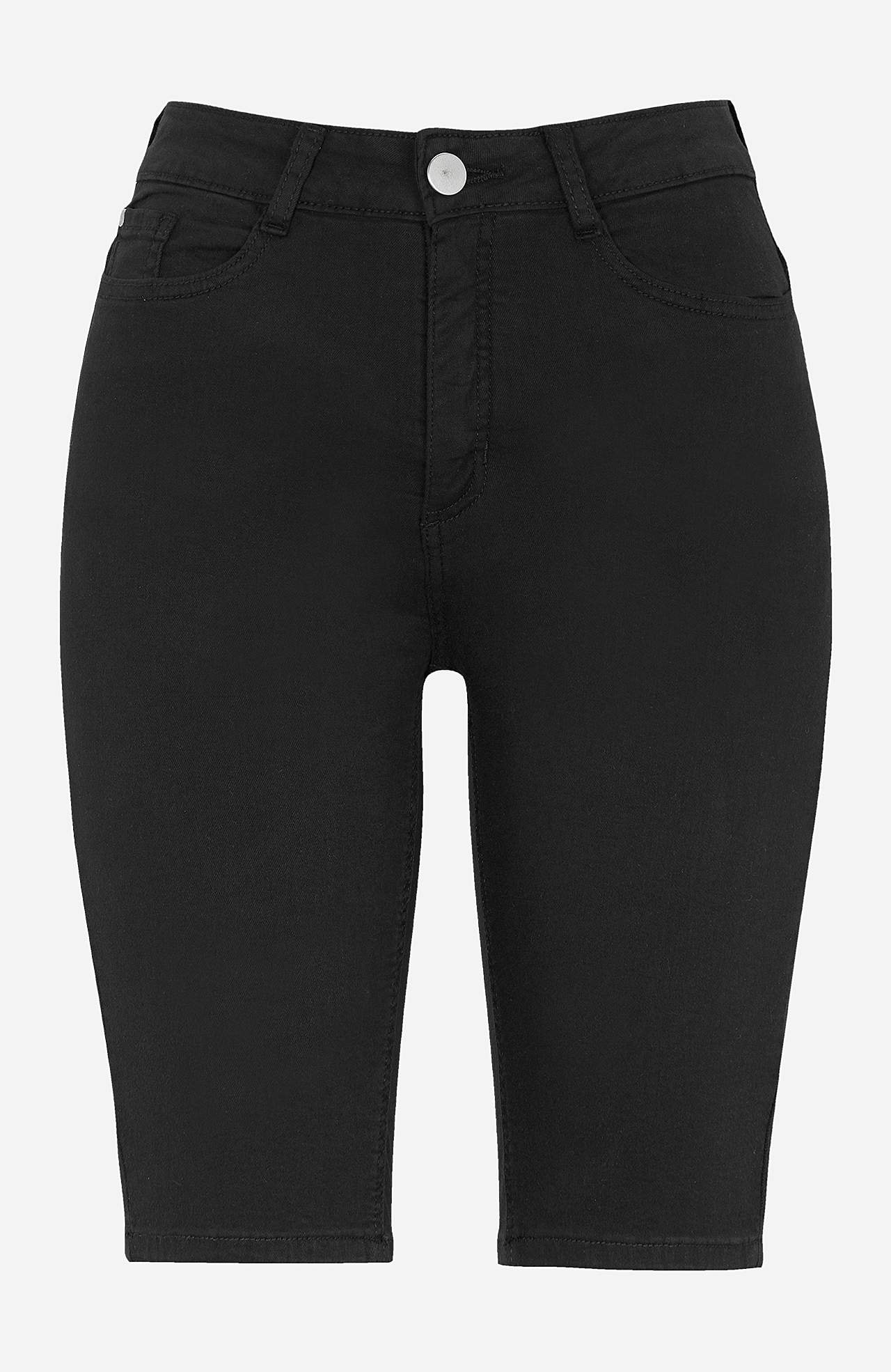 Elastiske denimshorts med langt ben Ella
