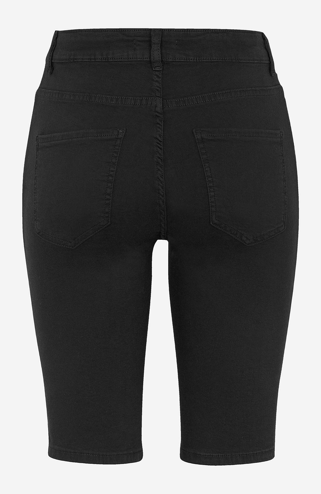 Elastiske denimshorts med langt ben Ella