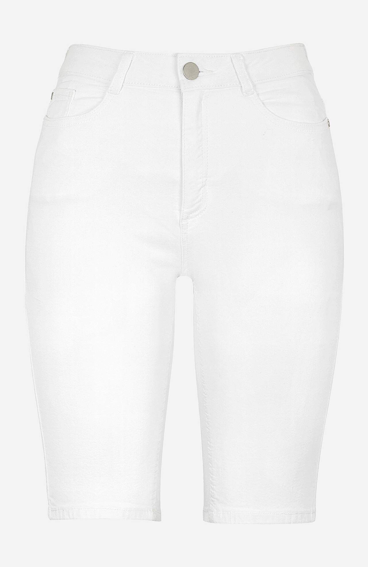 Elastiske denimshorts med langt ben