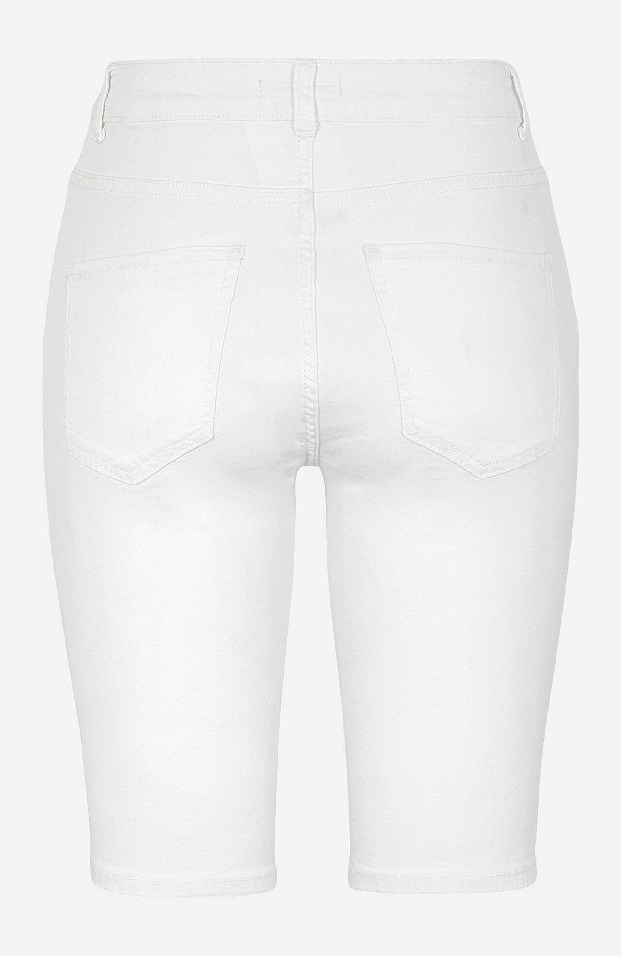 Elastiske denimshorts med langt ben