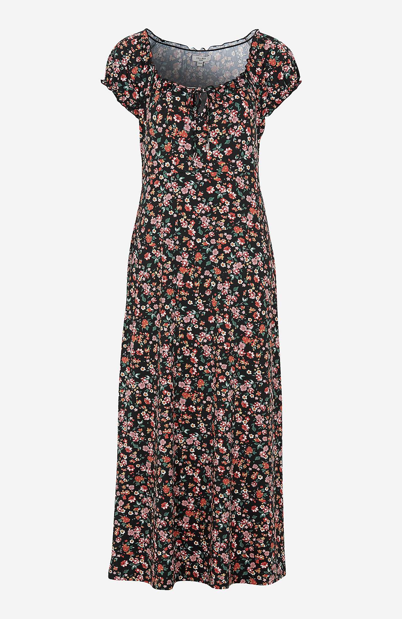 Lang, mønstret off-shoulder-kjole