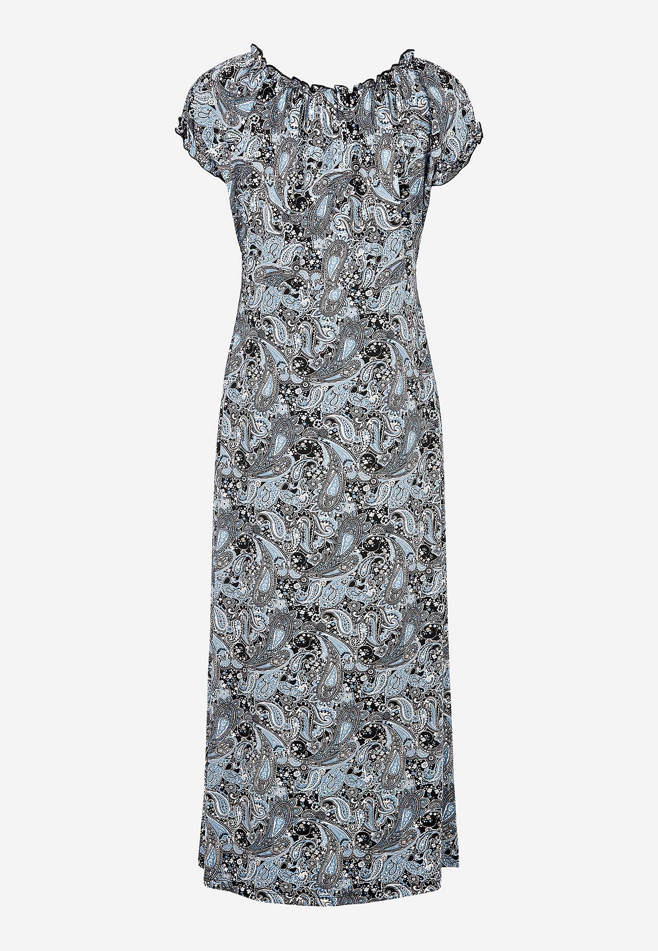 Lang, mønstret off-shoulder-kjole