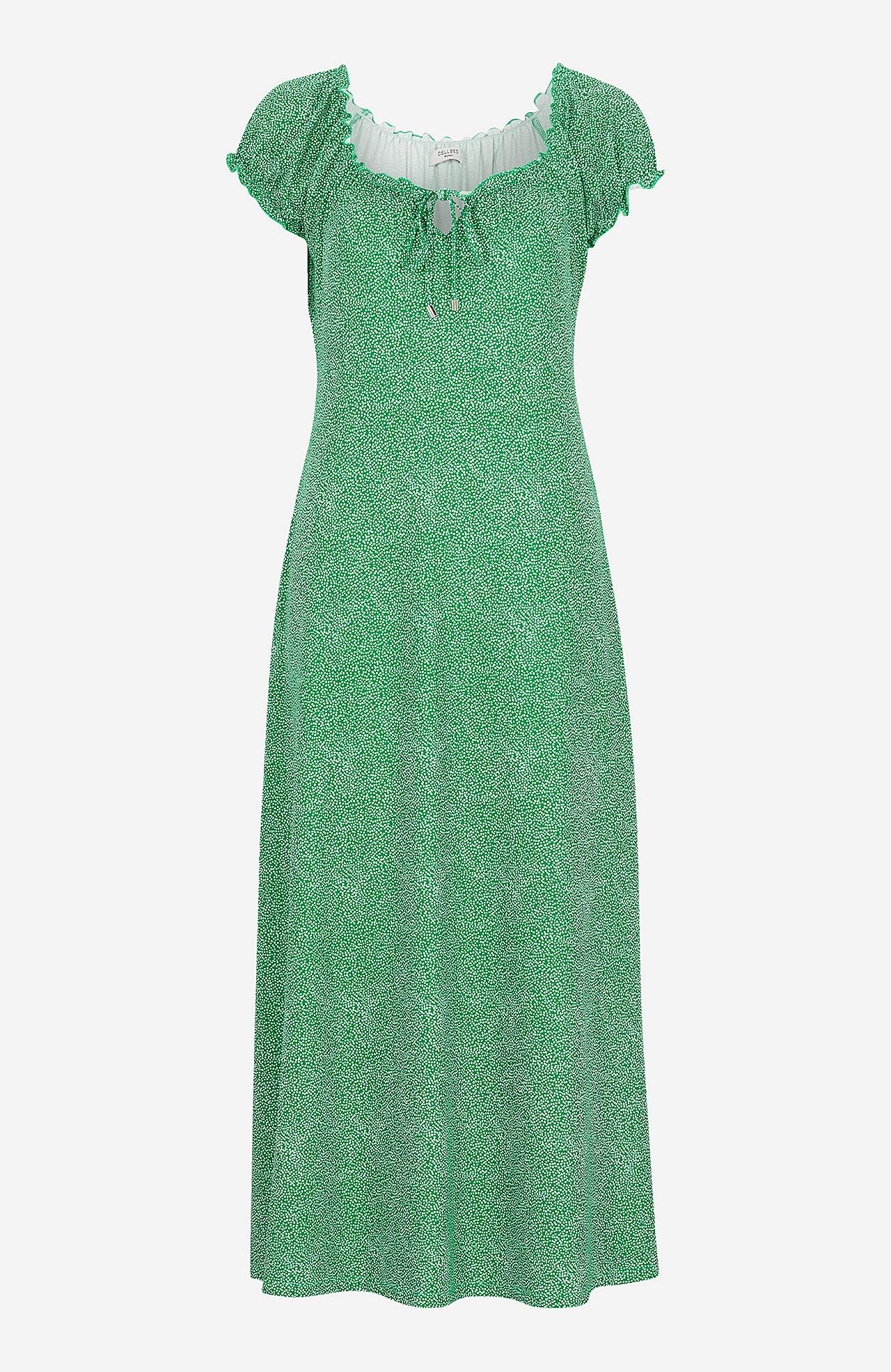 Lang, mønstret off-shoulder-kjole