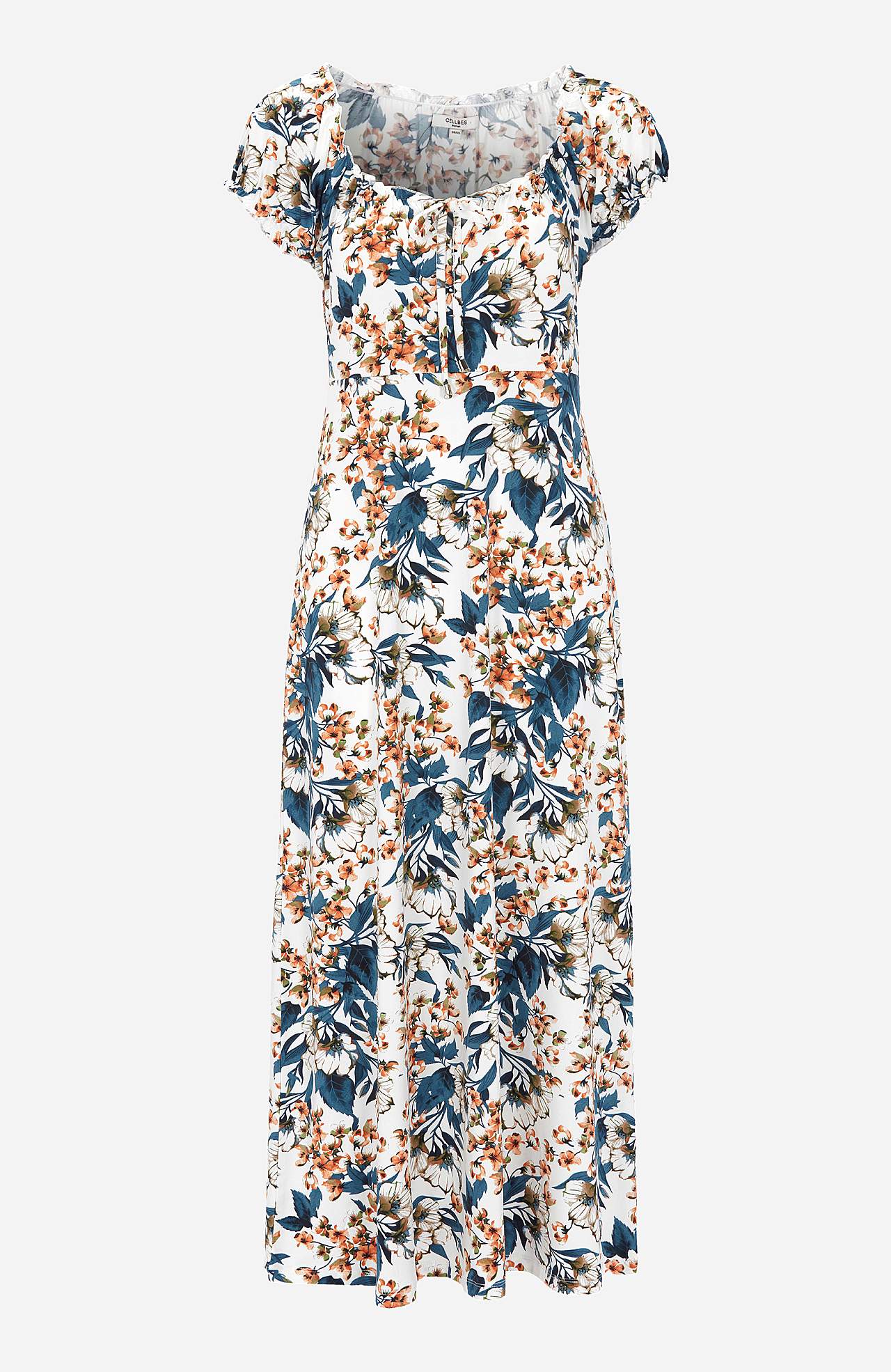 Lang, mønstret off-shoulder-kjole