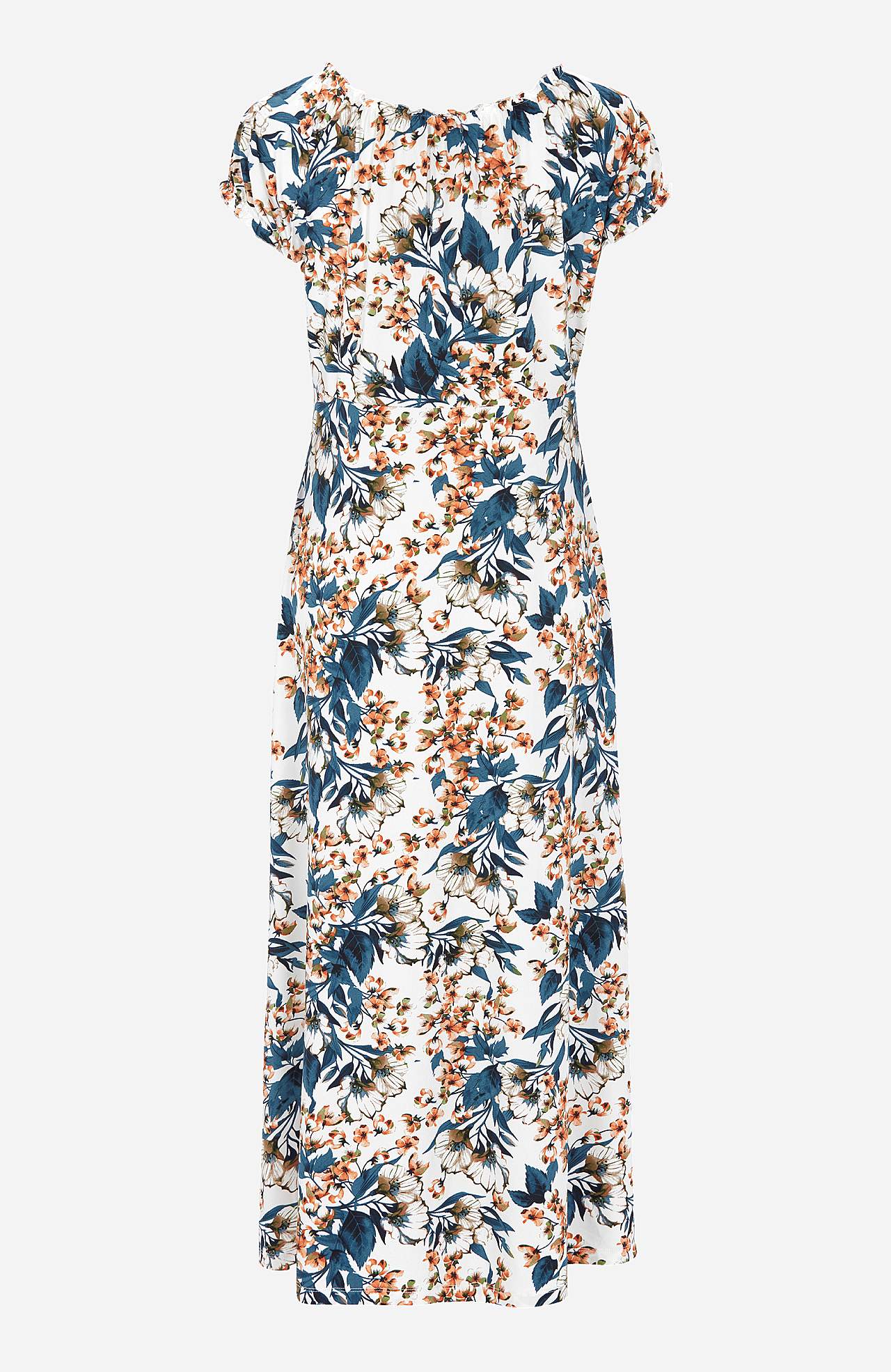 Lang, mønstret off-shoulder-kjole